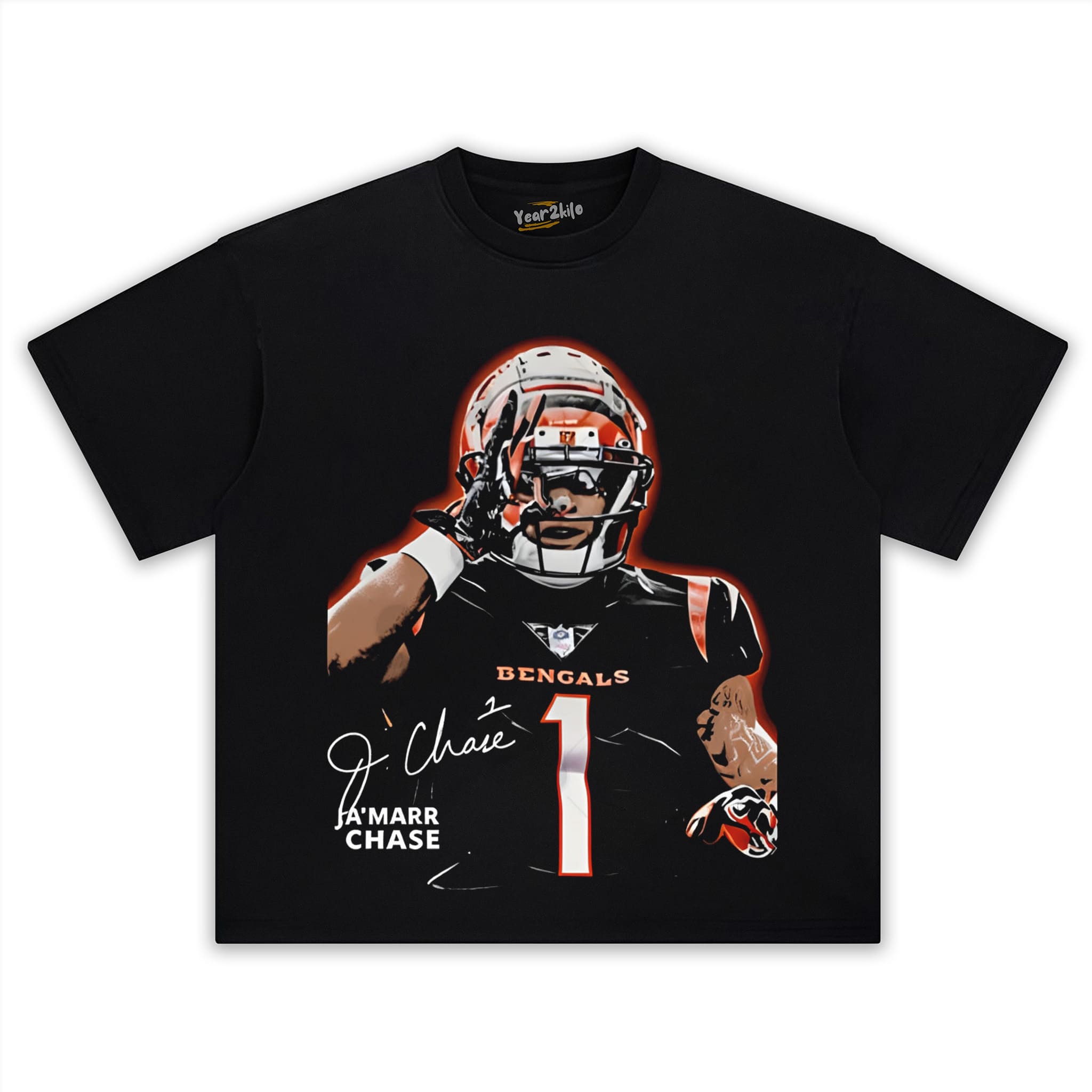 JA’MARR CHASE - CINCINNATI FOOTBALL VINTAGE TANK TOP & TEE & LONG SLEEVE & LAYERED LS & HOODIE