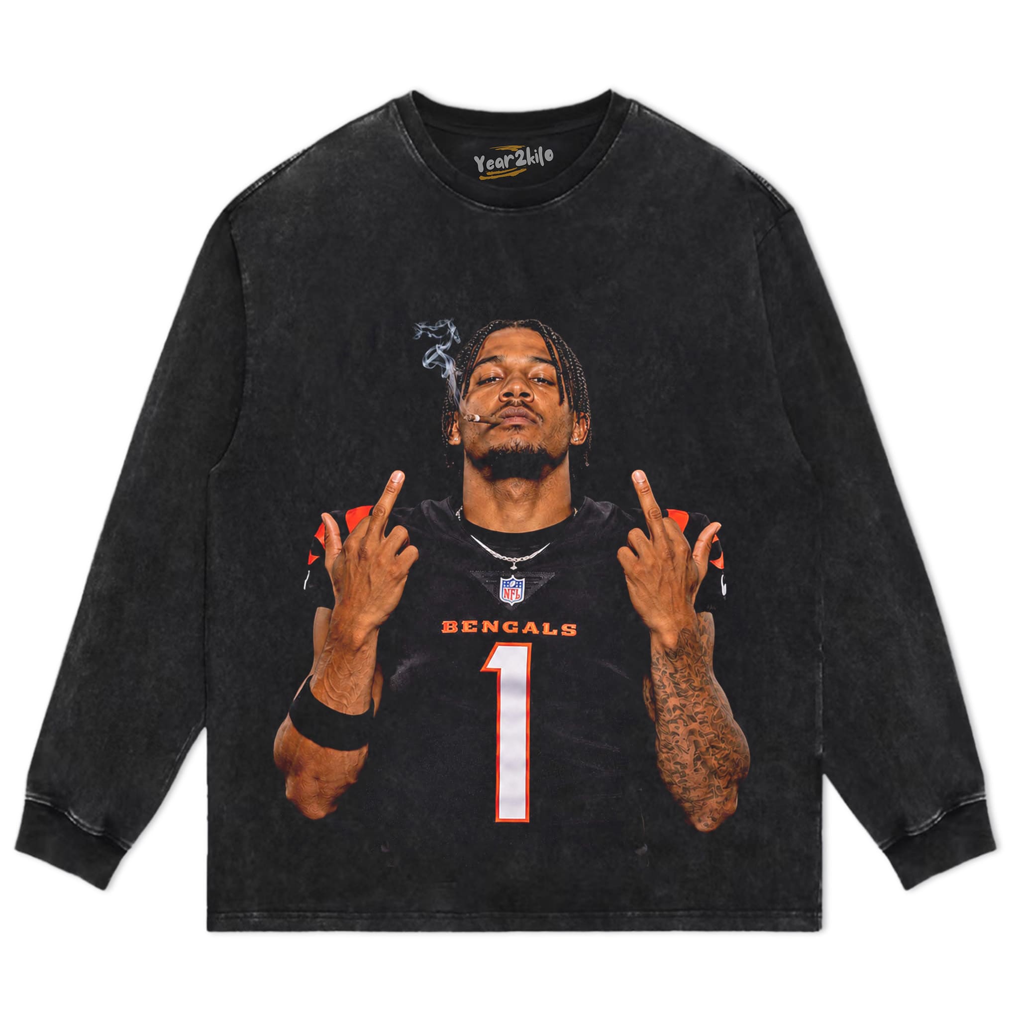 JA’MARR CHASE MIDDLE FINGER TANK TOP & TEE & LONG SLEEVE & LAYERED LS & HOODIE