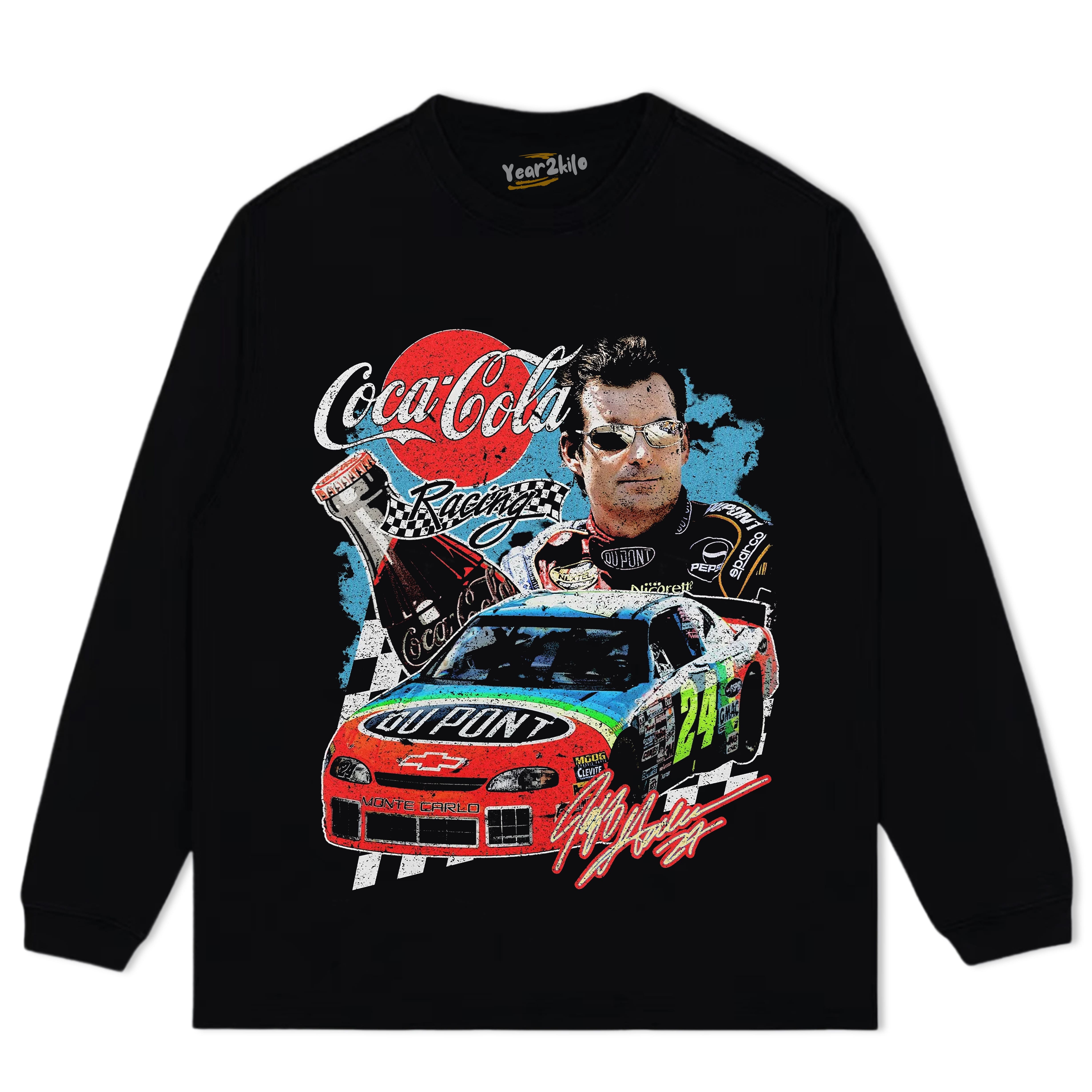 JEFF GORDAN COCA-COLA RACING VINTAGE TANK TOP & TEE & LONG SLEEVE & LAYERED LS & HOODIE - BLACK HOODIES
