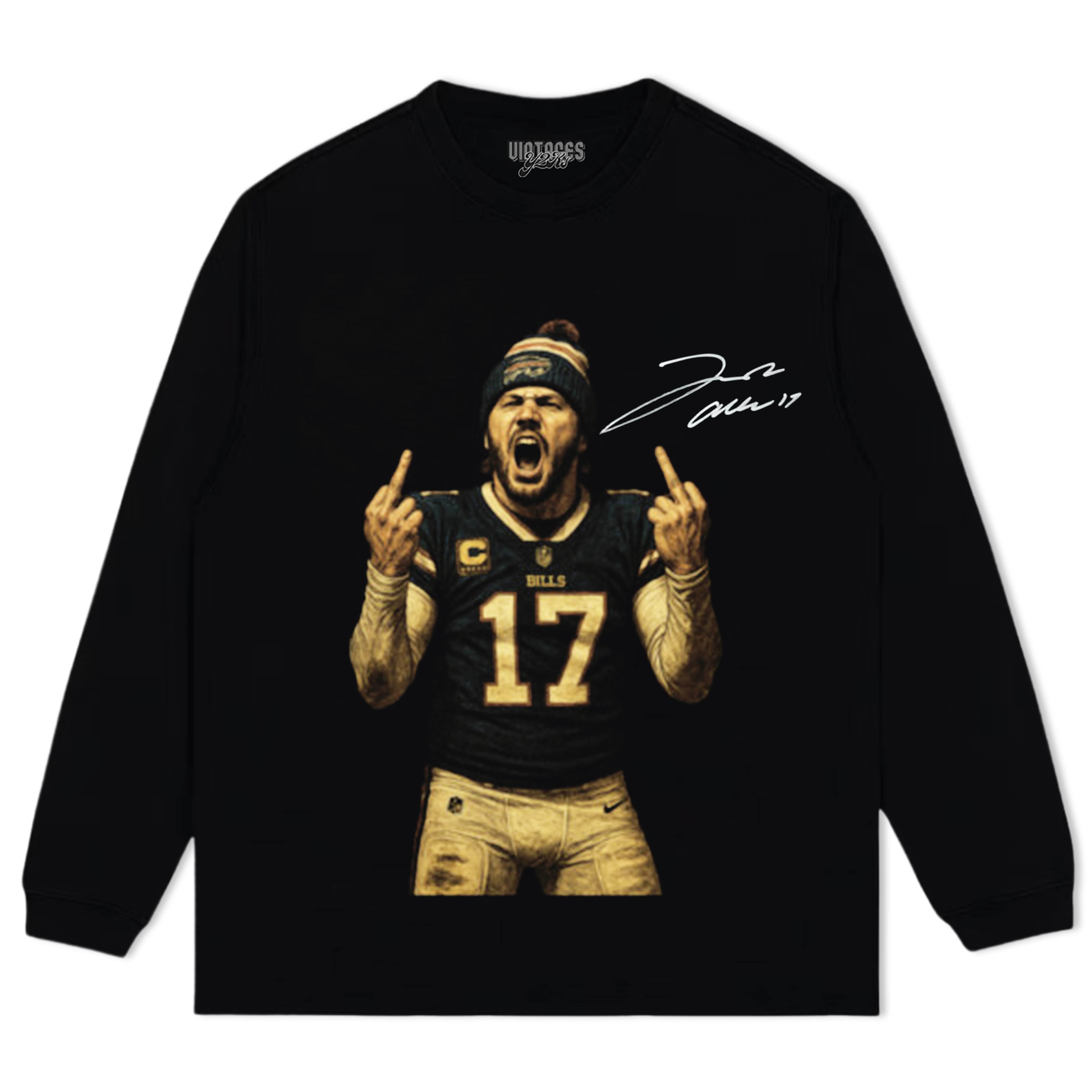 JOSH ALLEN FLIPPING BOTH MIDDLE FINGERS TEE & LS & HOODIE
