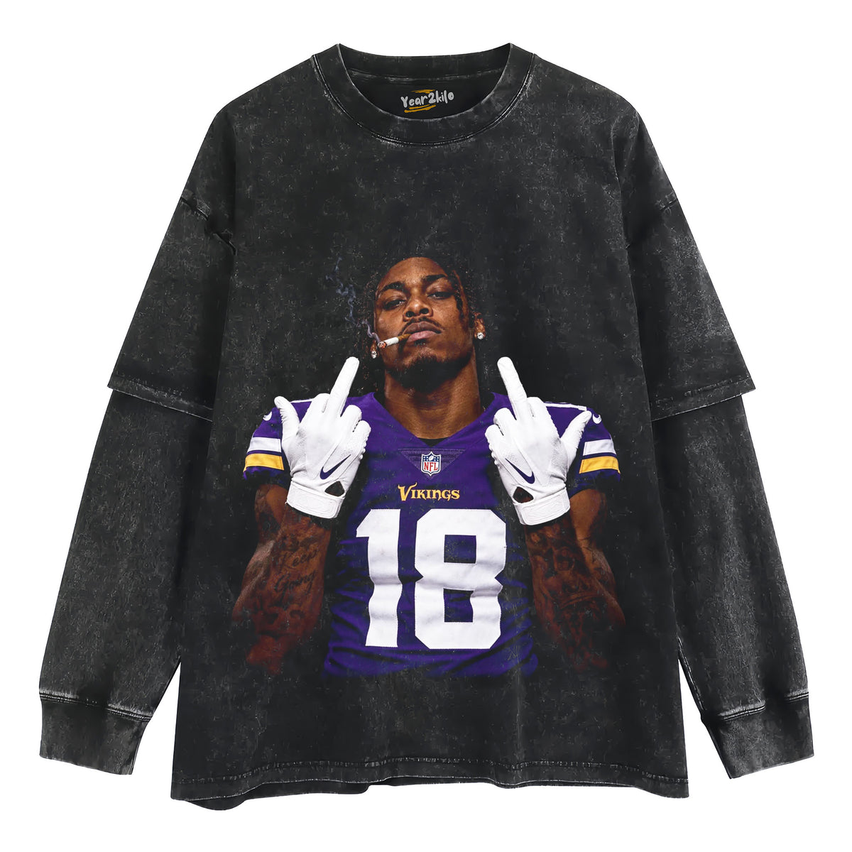 JUSTIN JEFFERSON - MIDDLE FINGER V2 TANK TOP & TEE & LONG SLEEVE & LAYERED LS & HOODIE