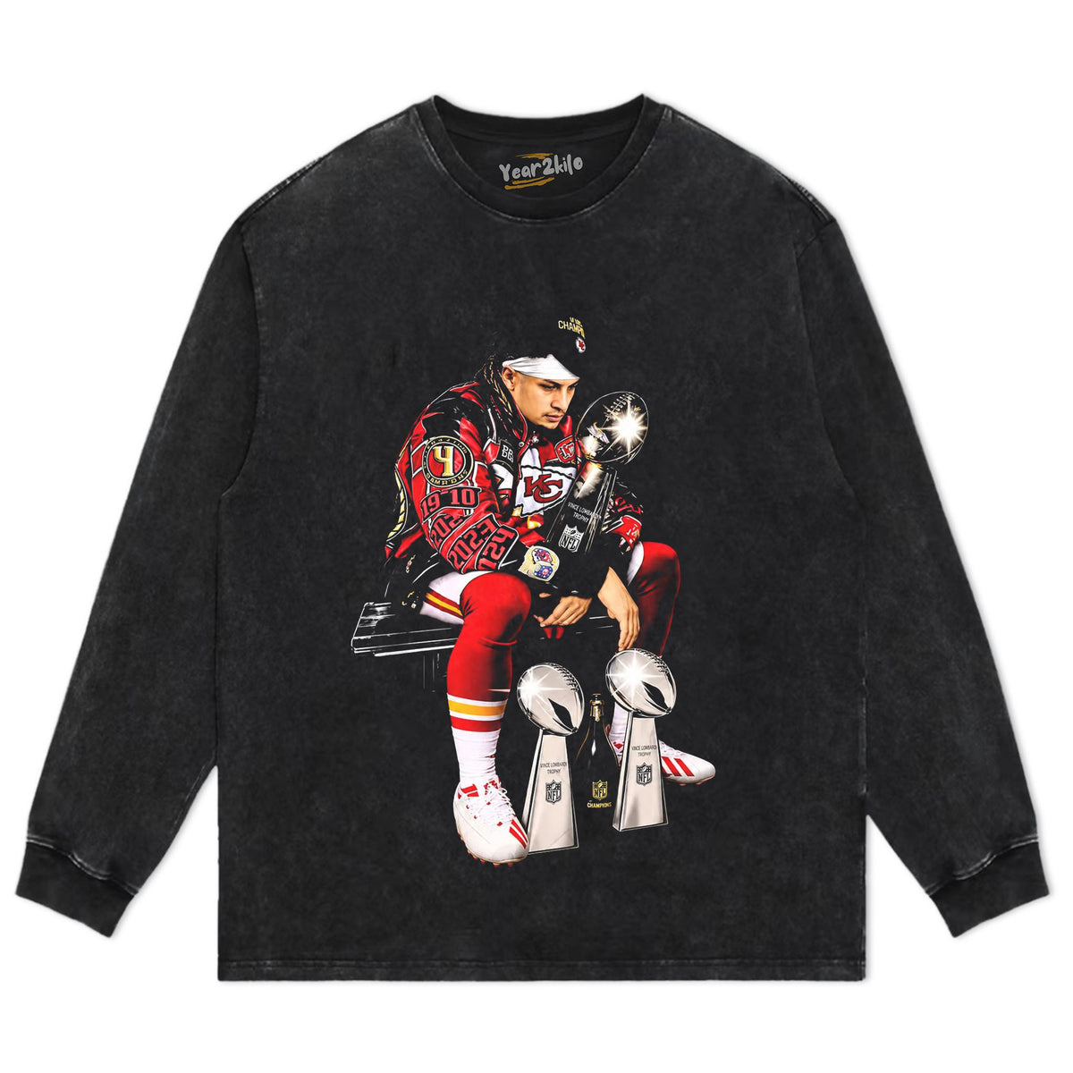 KANSAS CITY CHIEFS PATRICK MAHOMES 3-TIME CHAMPION TANK TOP & TEE & LONG SLEEVE & LAYERED LS & HOODIE