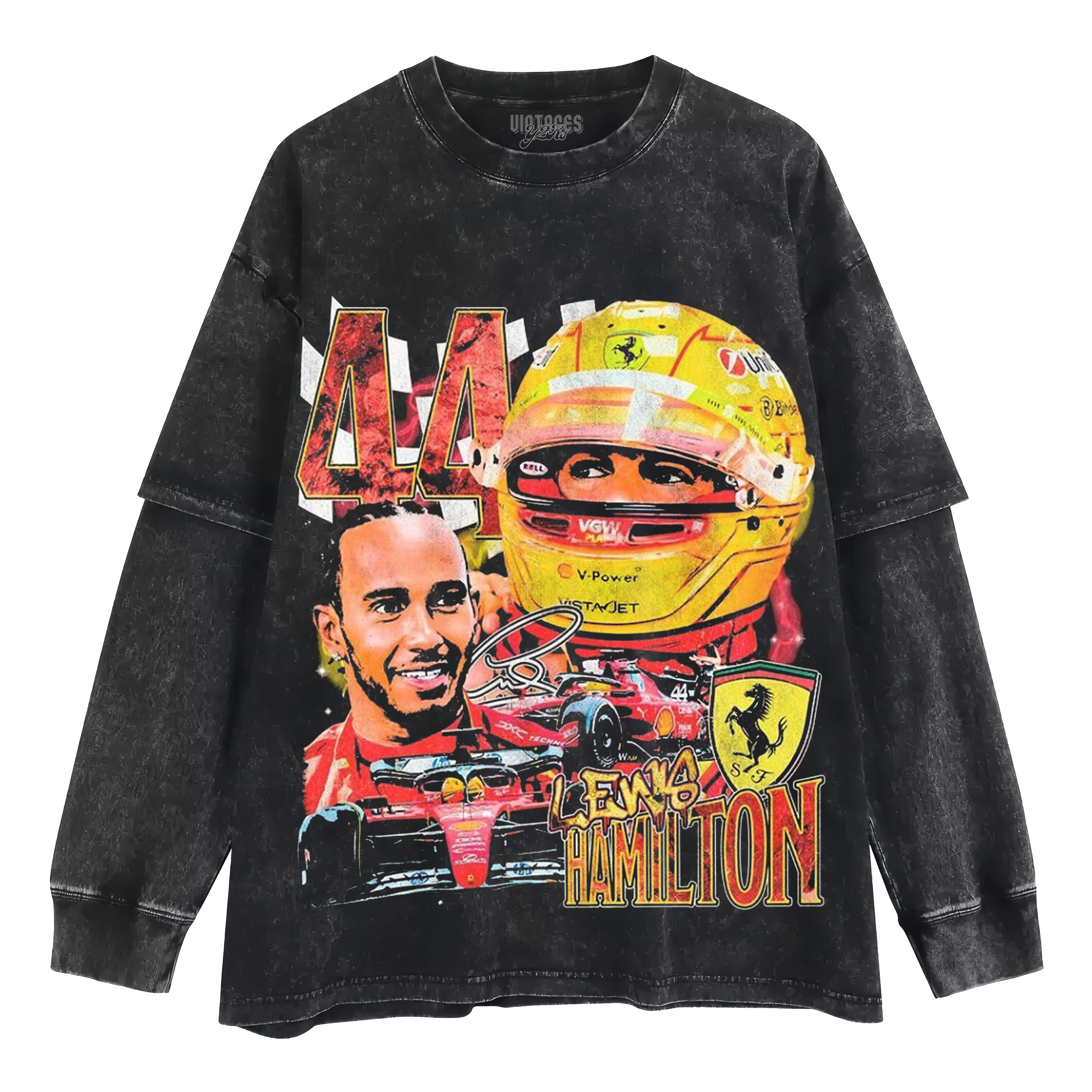 LEWIS HAMILTON VINTAGE-STYLE LAYERED LONG SLEEVE