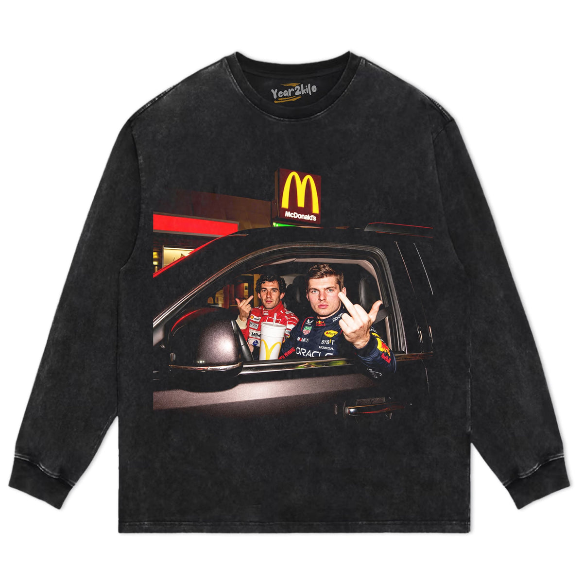 MAX VERSTAPPEN AYRTON SENNA MIDDLE FINGER MEME TANK TOP & TEE & LONG SLEEVE & LAYERED LS & HOODIE