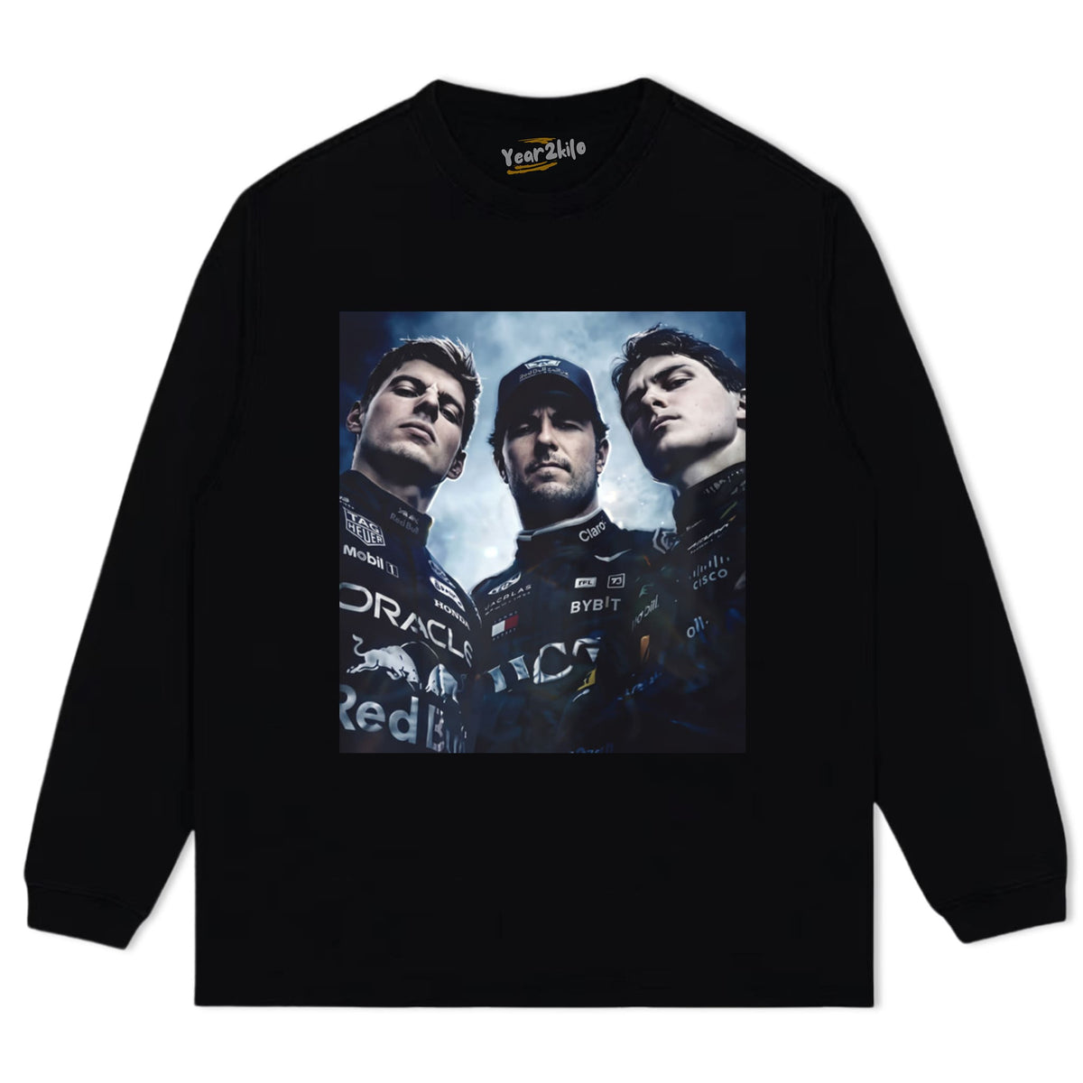 MAX VERSTAPPEN SERGIO PEREZ AND OSCAR PIASTRI FORMULA ONE RACING TANK TOP & TEE & LONG SLEEVE & LAYERED LS & HOODIE
