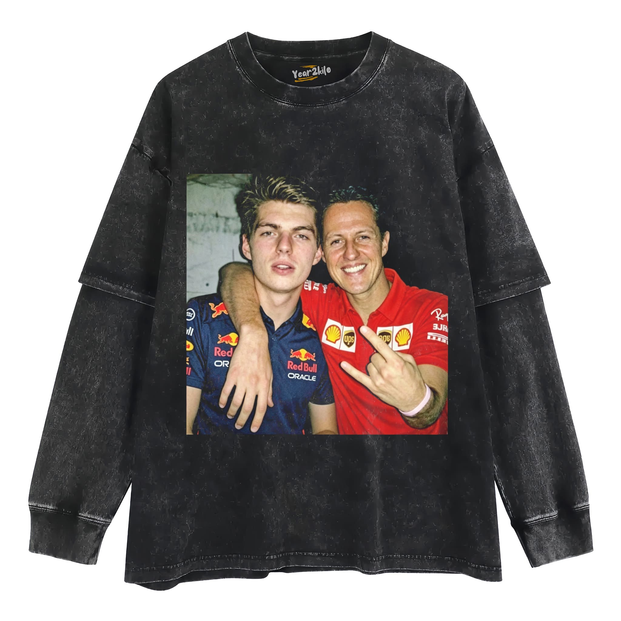MAX VERSTAPPEN & MICHAEL SCHUMACHER F1 RACING TANK TOP & TEE & LONG SLEEVE & LAYERED LS & HOODIE