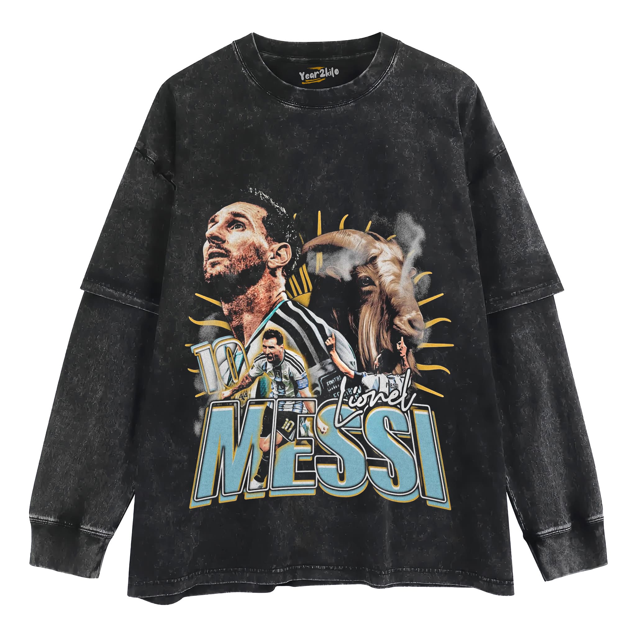 MESSI - GOAT TANK TOP & TEE & LONG SLEEVE & LAYERED LS & HOODIE