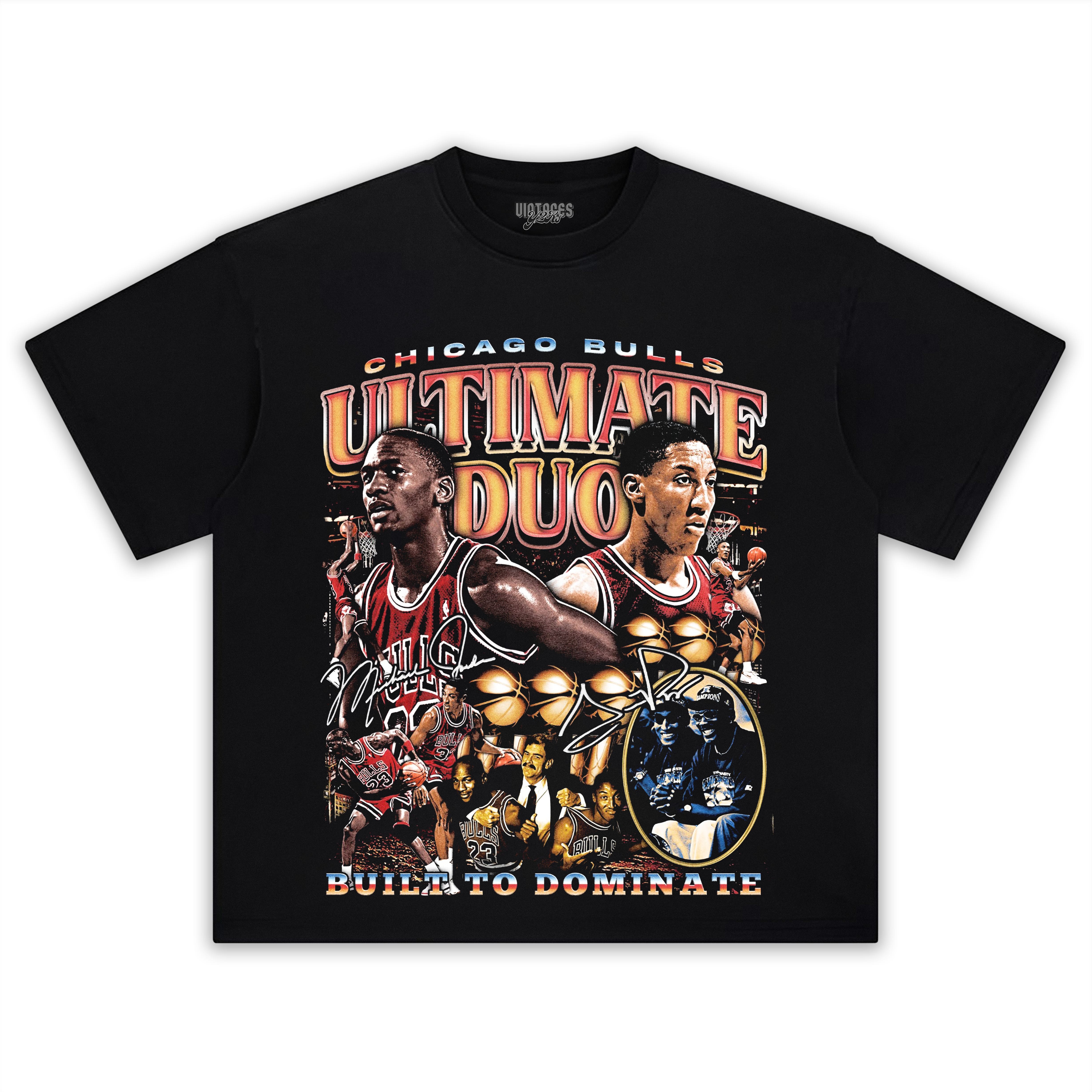 MICHAEL JORDAN & SCOTTIE PIPPEN-CHICAGO BULLS ULTIMATE DUO VINTAGE TEE & LS & HOODIE