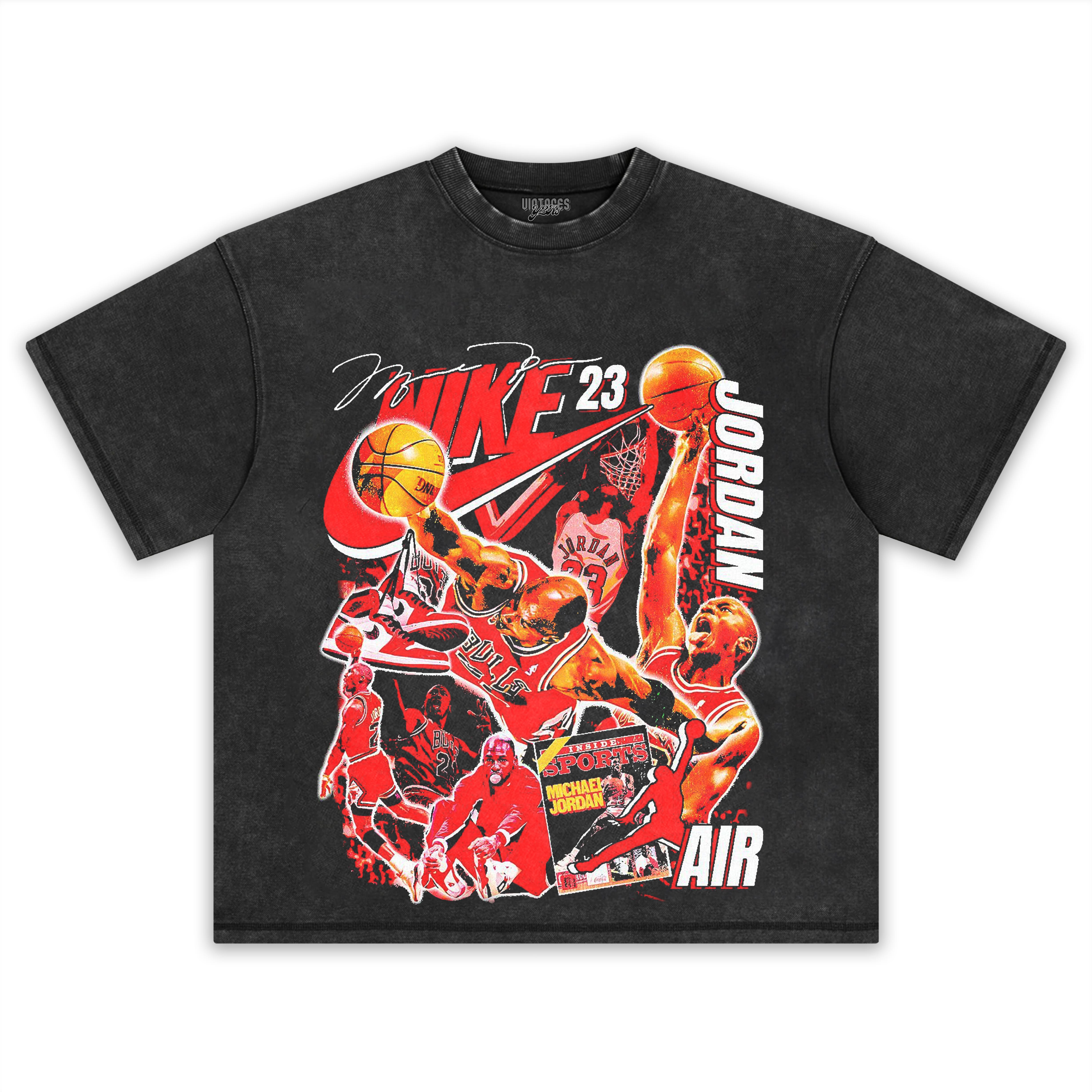 MICHEAL JORDAN CHICAGO BULLS VINTAGE STYLE V2 TEE & LS & HOODIE
