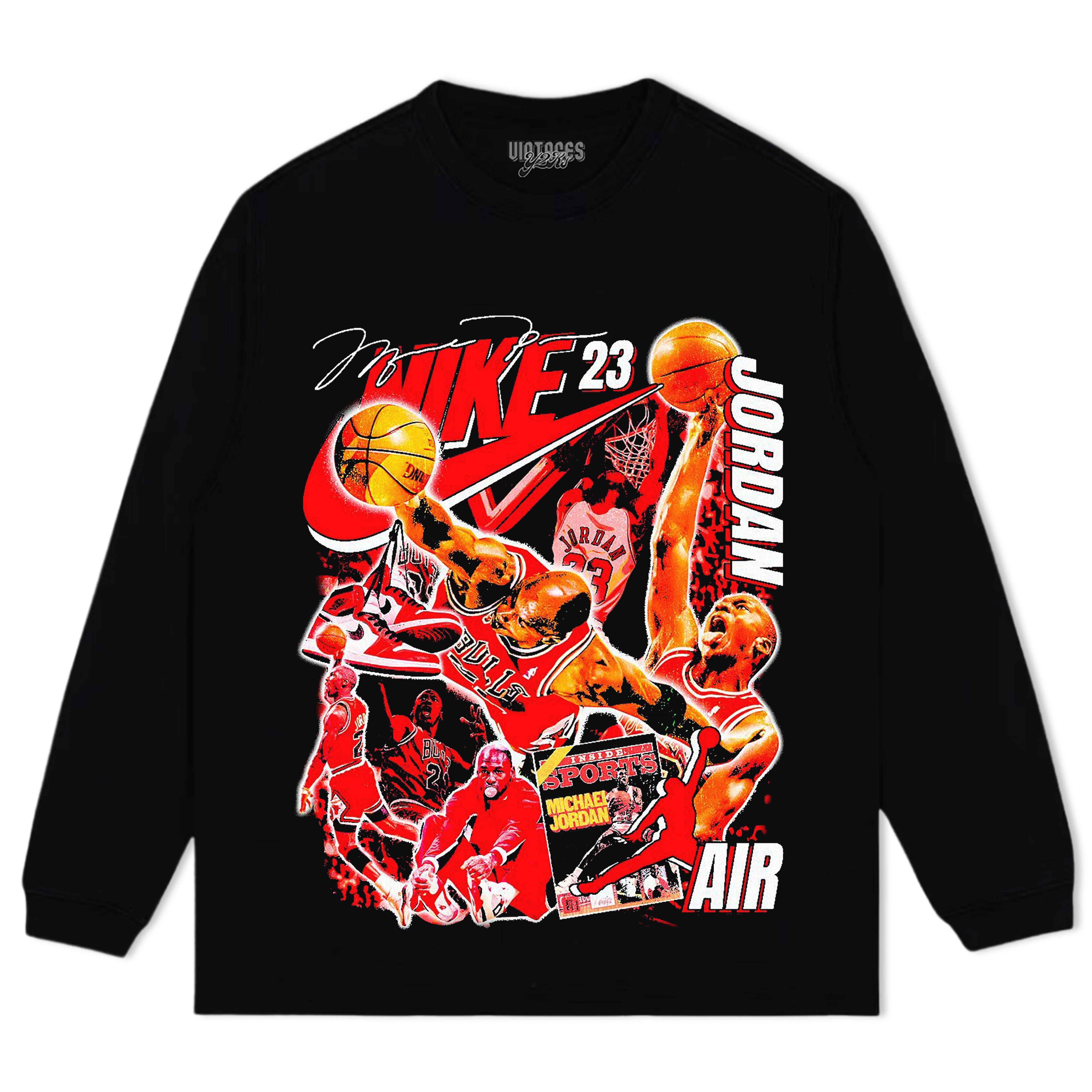 MICHEAL JORDAN CHICAGO BULLS VINTAGE STYLE V2 TEE & LS & HOODIE