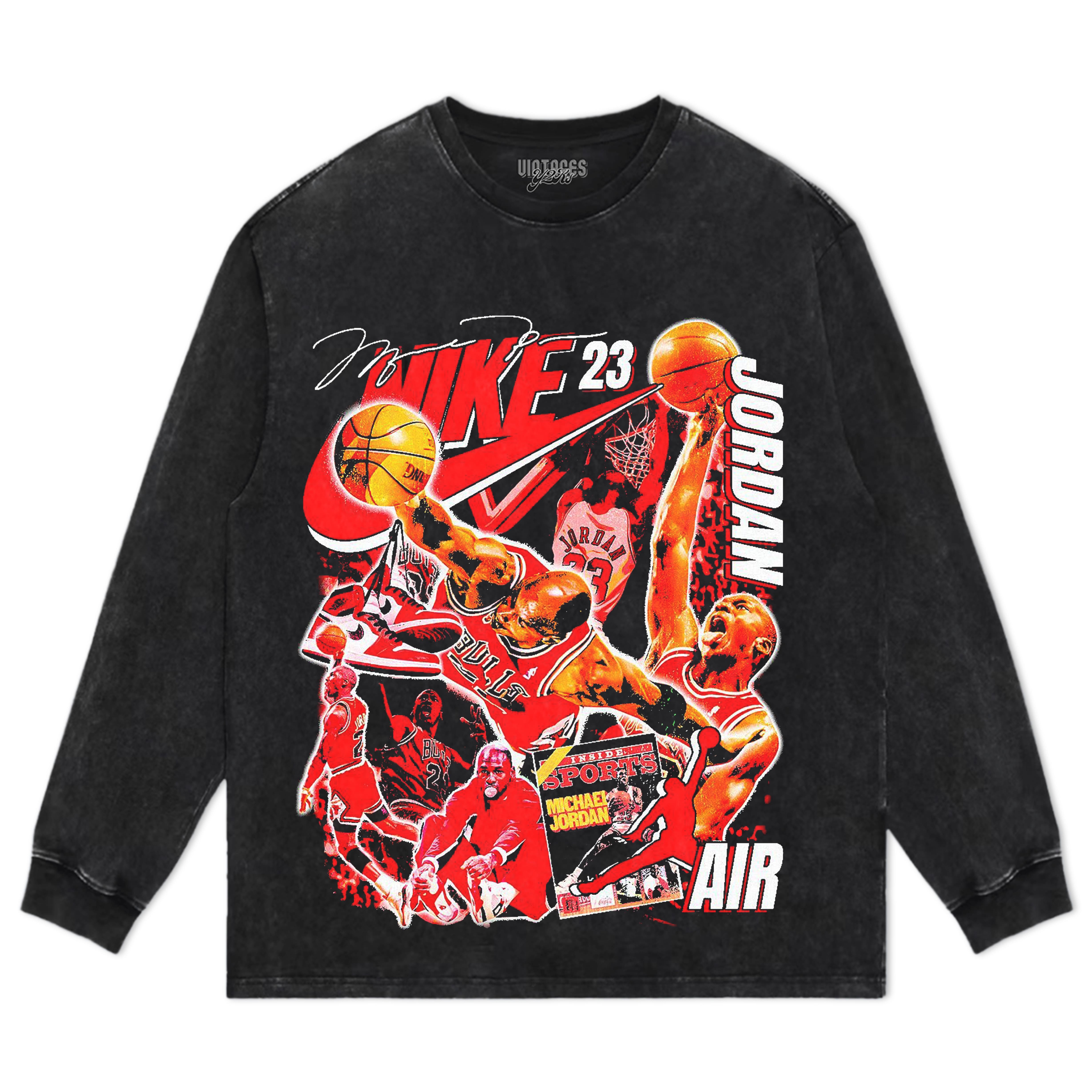 MICHEAL JORDAN CHICAGO BULLS VINTAGE STYLE V2 TEE & LS & HOODIE