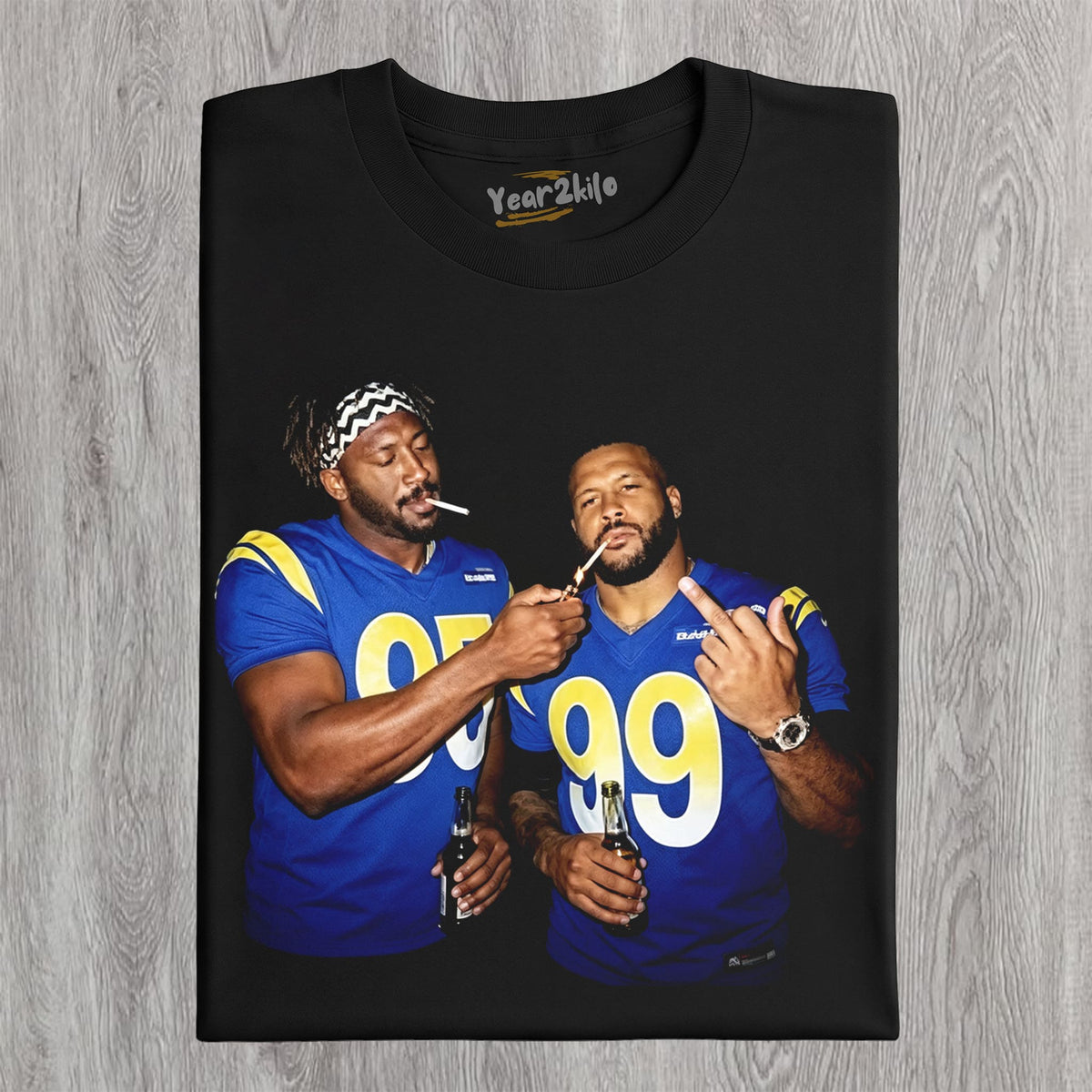 MIDDLE FINGER & MYLES GARRETT LA RAMS FOOTBALL V2 TANK TOP & TEE & LONG SLEEVE & LAYERED LS & HOODIE