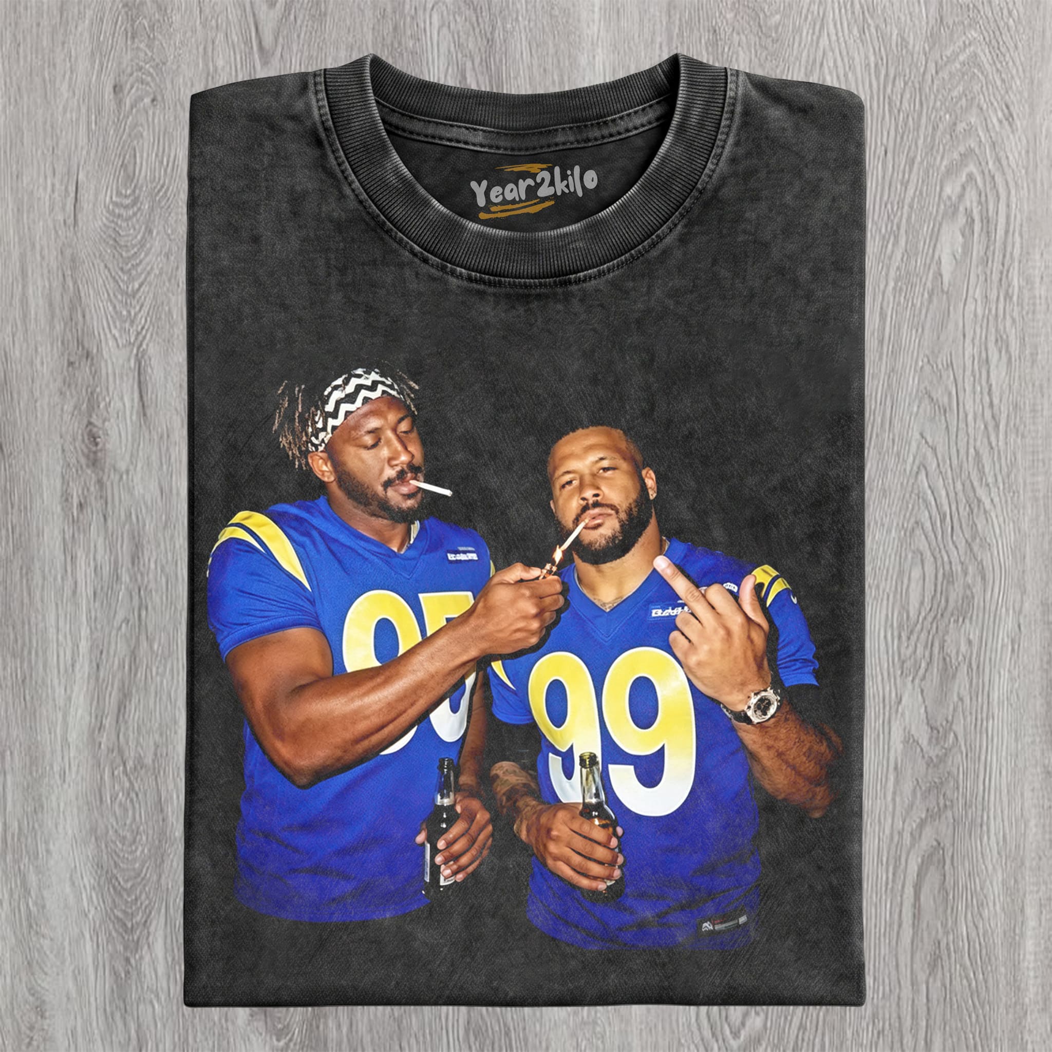 MIDDLE FINGER & MYLES GARRETT LA RAMS FOOTBALL V2 TANK TOP & TEE & LONG SLEEVE & LAYERED LS & HOODIE