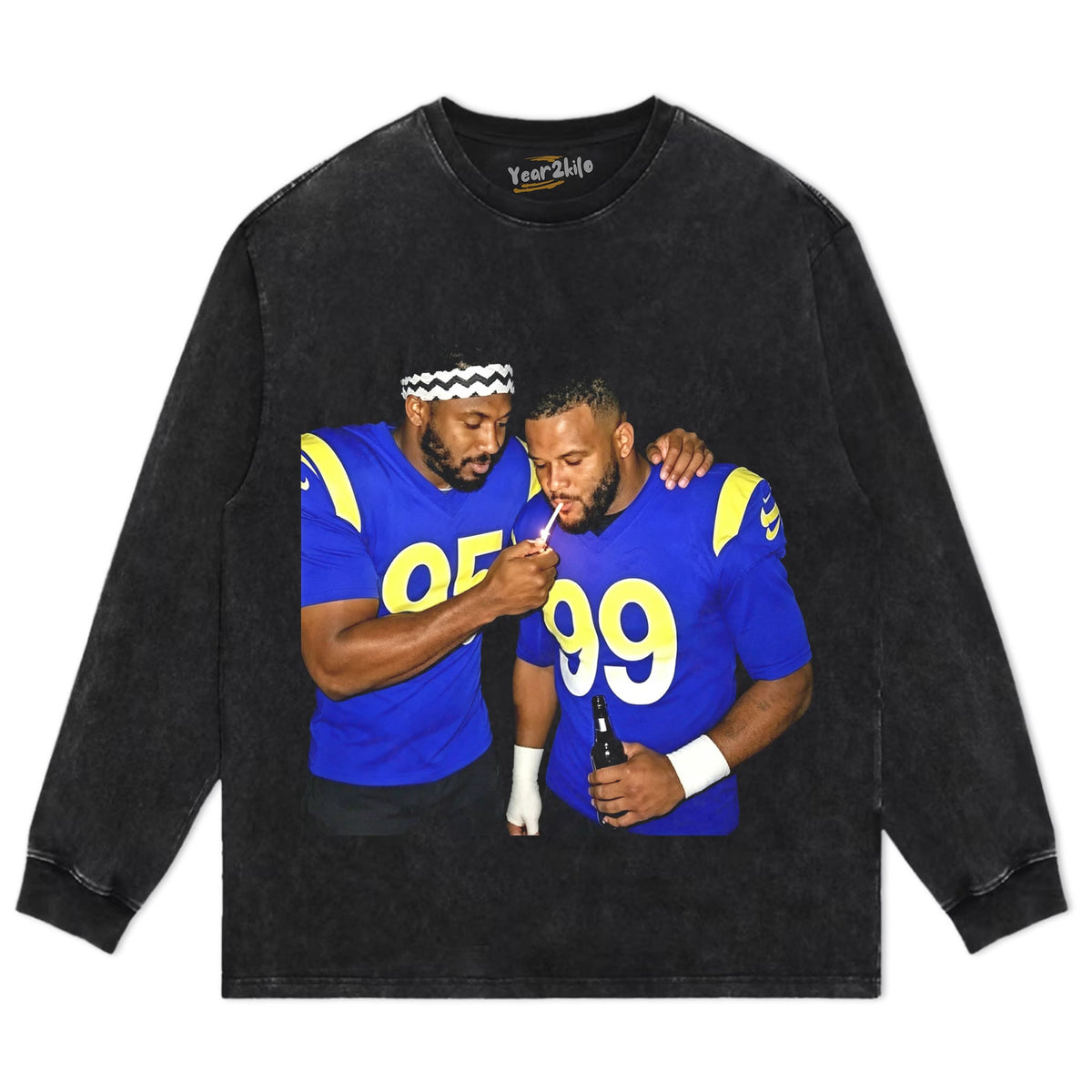 MIDDLE FINGER & MYLES GARRETT LA RAMS FOOTBALL V1 TANK TOP & TEE & LONG SLEEVE & LAYERED LS & HOODIE