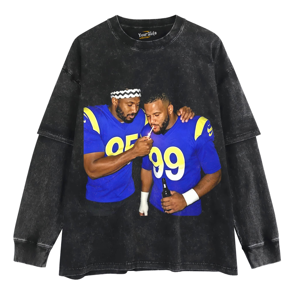 MIDDLE FINGER & MYLES GARRETT LA RAMS FOOTBALL V1 TANK TOP & TEE & LONG SLEEVE & LAYERED LS & HOODIE