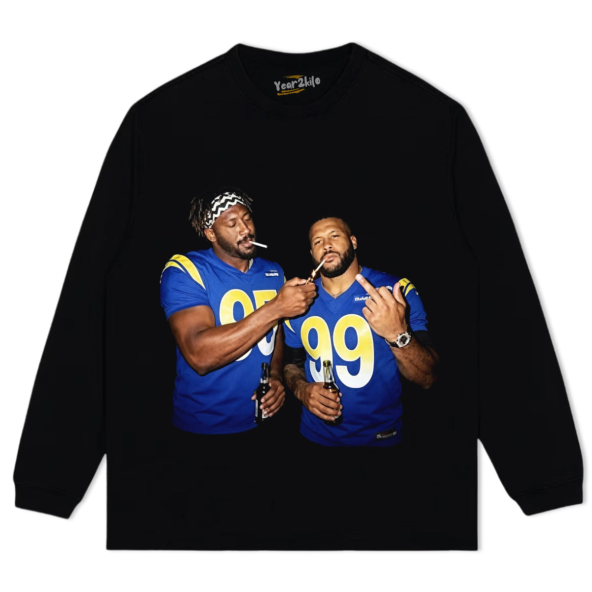 MIDDLE FINGER & MYLES GARRETT LA RAMS FOOTBALL V2 TANK TOP & TEE & LONG SLEEVE & LAYERED LS & HOODIE