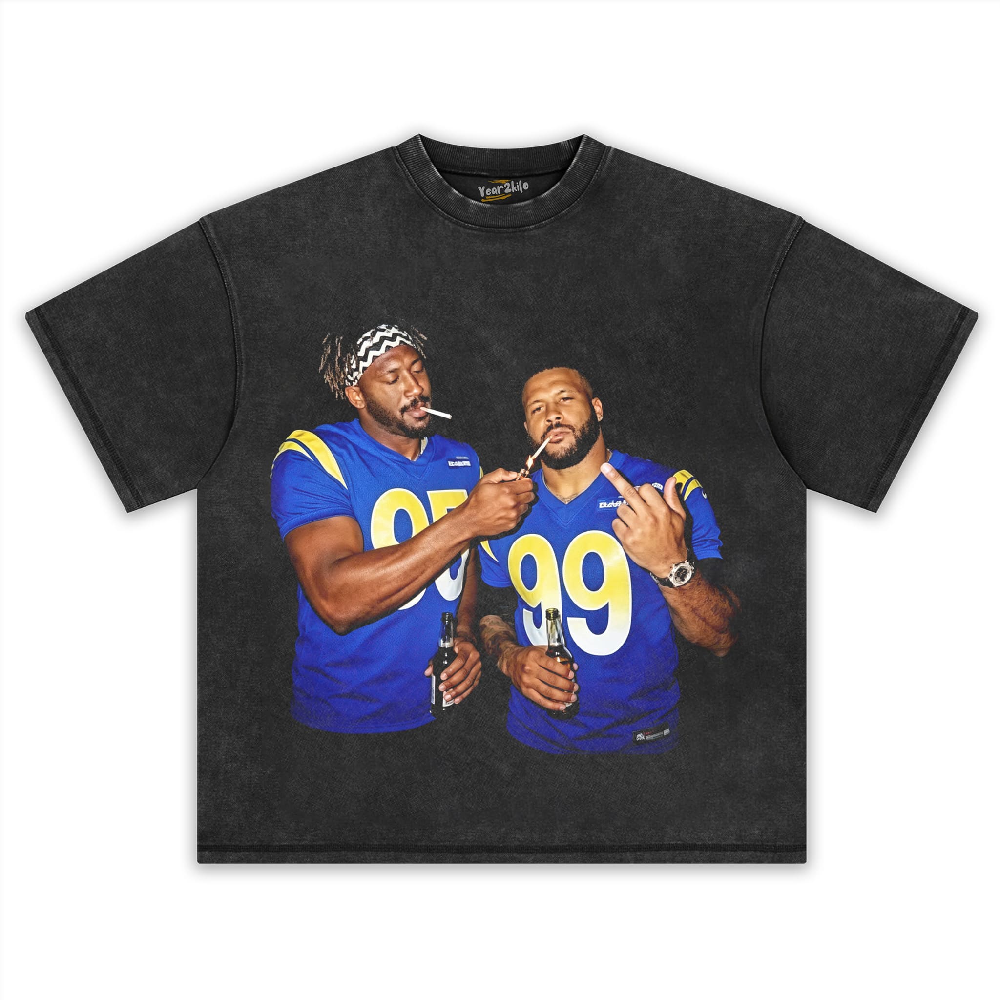 MIDDLE FINGER & MYLES GARRETT LA RAMS FOOTBALL V2 TANK TOP & TEE & LONG SLEEVE & LAYERED LS & HOODIE