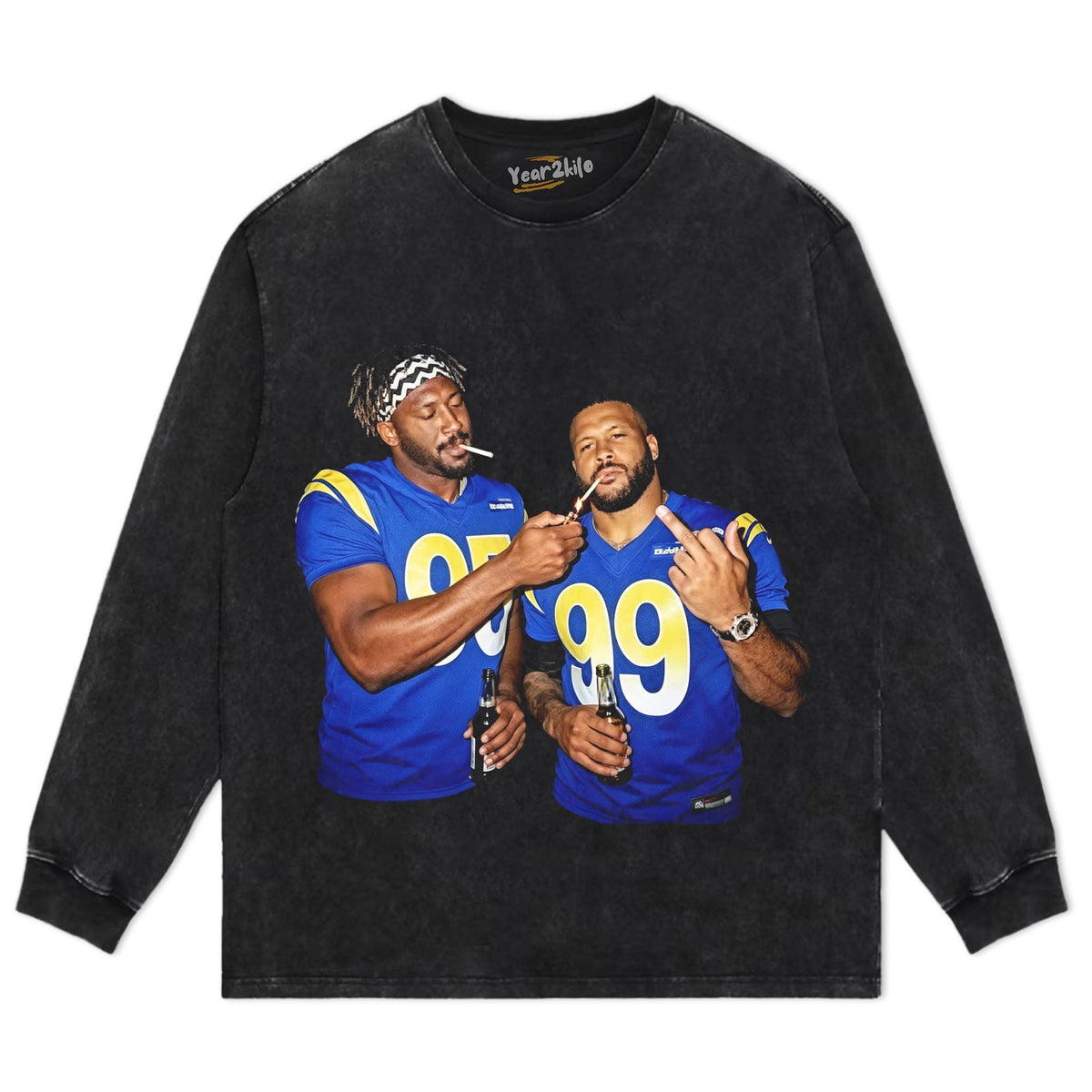 MIDDLE FINGER & MYLES GARRETT LA RAMS FOOTBALL V2 TANK TOP & TEE & LONG SLEEVE & LAYERED LS & HOODIE
