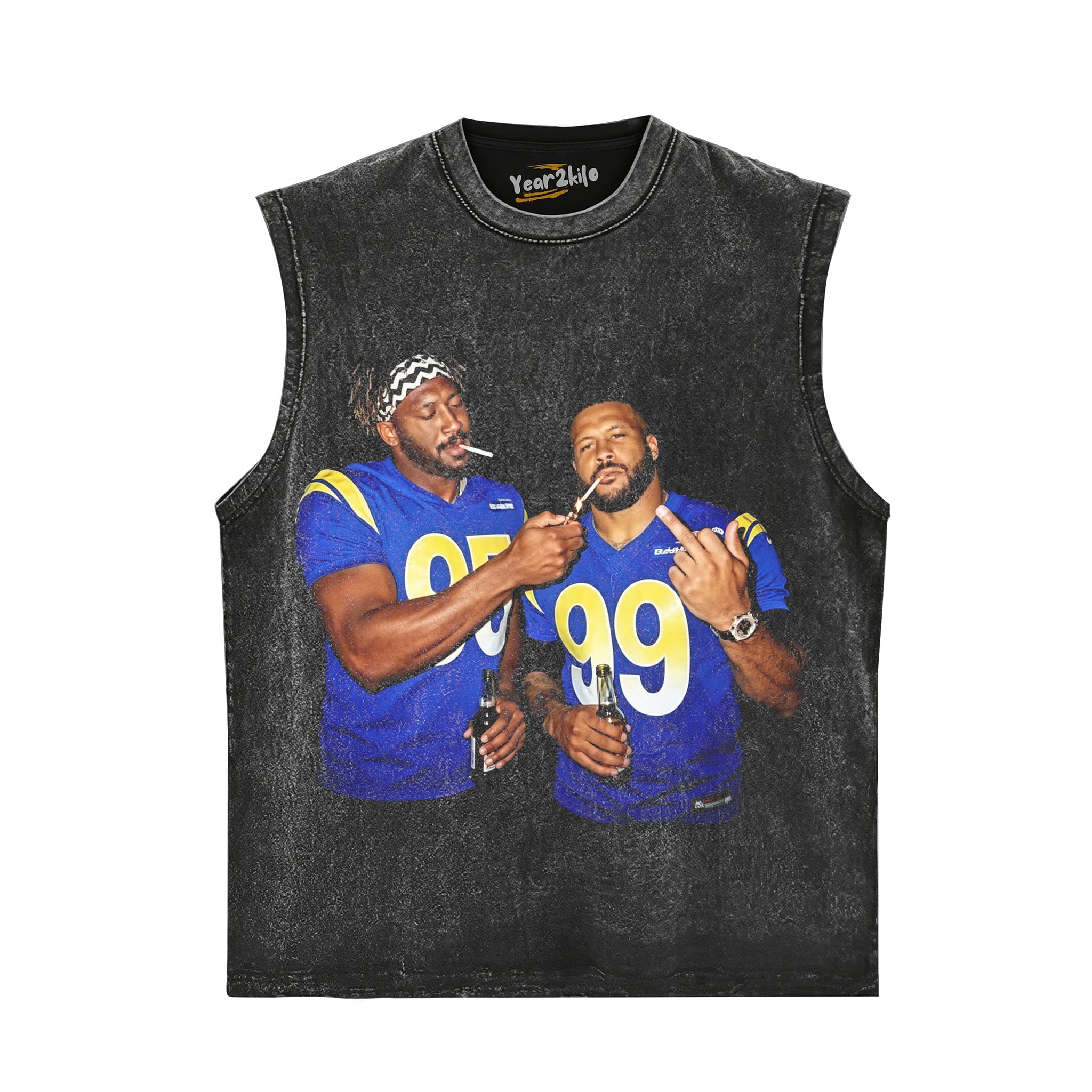MIDDLE FINGER & MYLES GARRETT LA RAMS FOOTBALL V2 TANK TOP & TEE & LONG SLEEVE & LAYERED LS & HOODIE