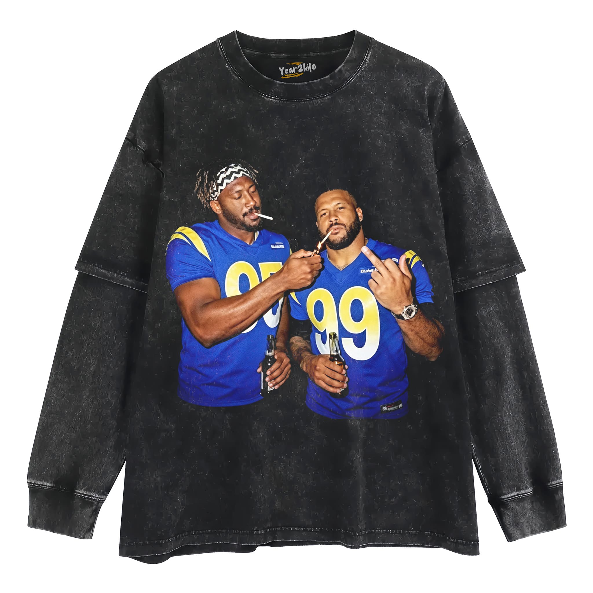 MIDDLE FINGER & MYLES GARRETT LA RAMS FOOTBALL V2 TANK TOP & TEE & LONG SLEEVE & LAYERED LS & HOODIE