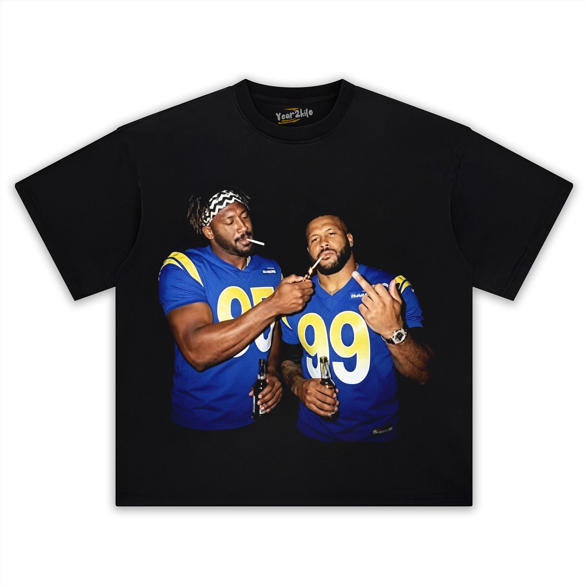 MIDDLE FINGER & MYLES GARRETT LA RAMS FOOTBALL V2 TANK TOP & TEE & LONG SLEEVE & LAYERED LS & HOODIE