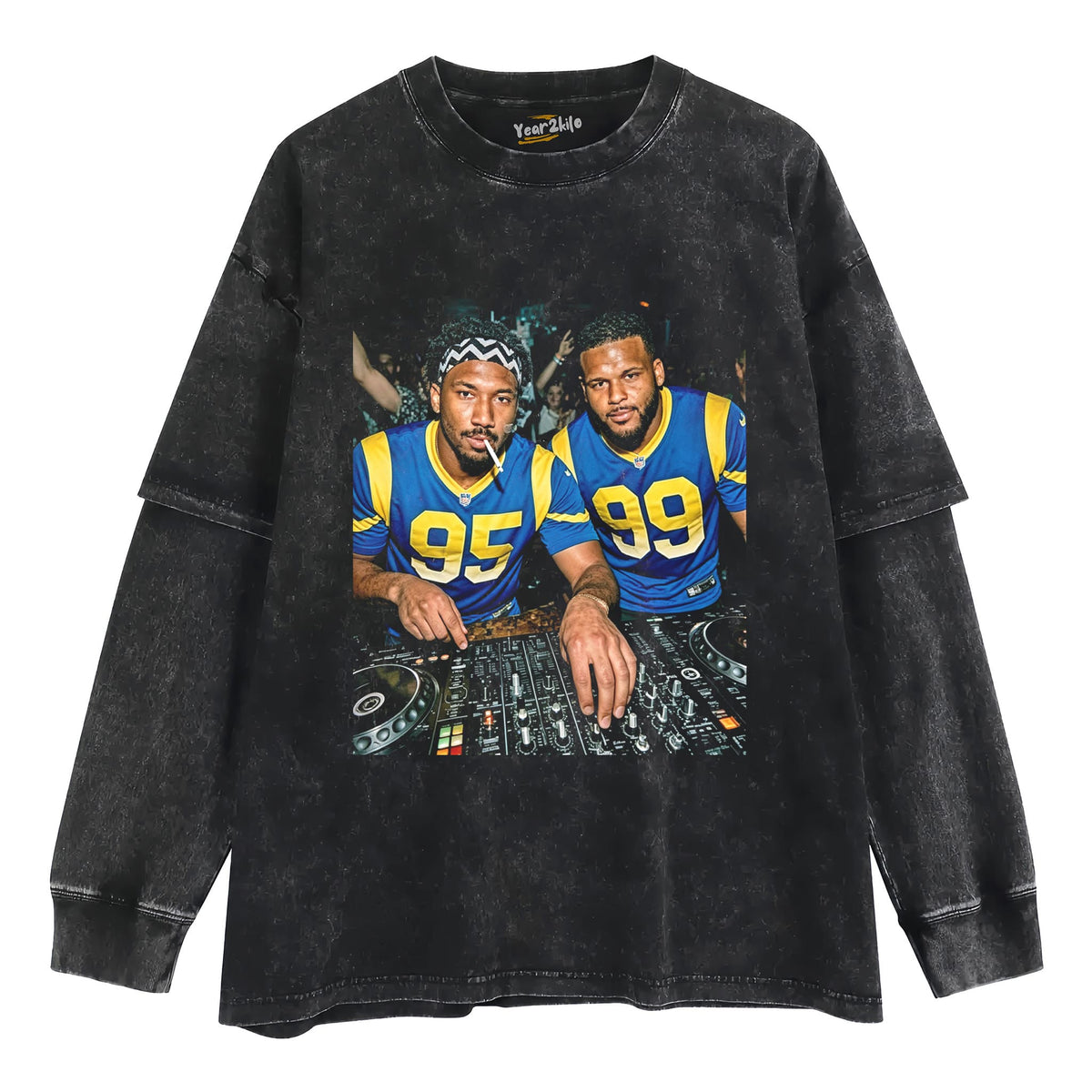 MIDDLE FINGER & MYLES GARRETT LA RAMS FOOTBALL V3 TANK TOP & TEE & LONG SLEEVE & LAYERED LS & HOODIE