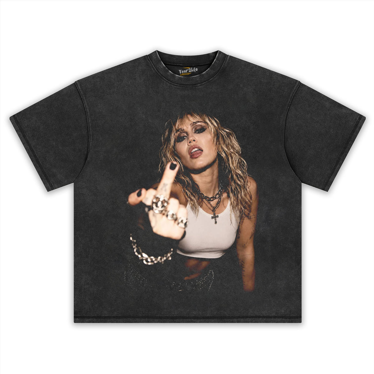 MILEY CYRUS - VINTAGE V4 MIDDLE FINGER TANK TOP & TEE & LONG SLEEVE & LAYERED LS & HOODIE