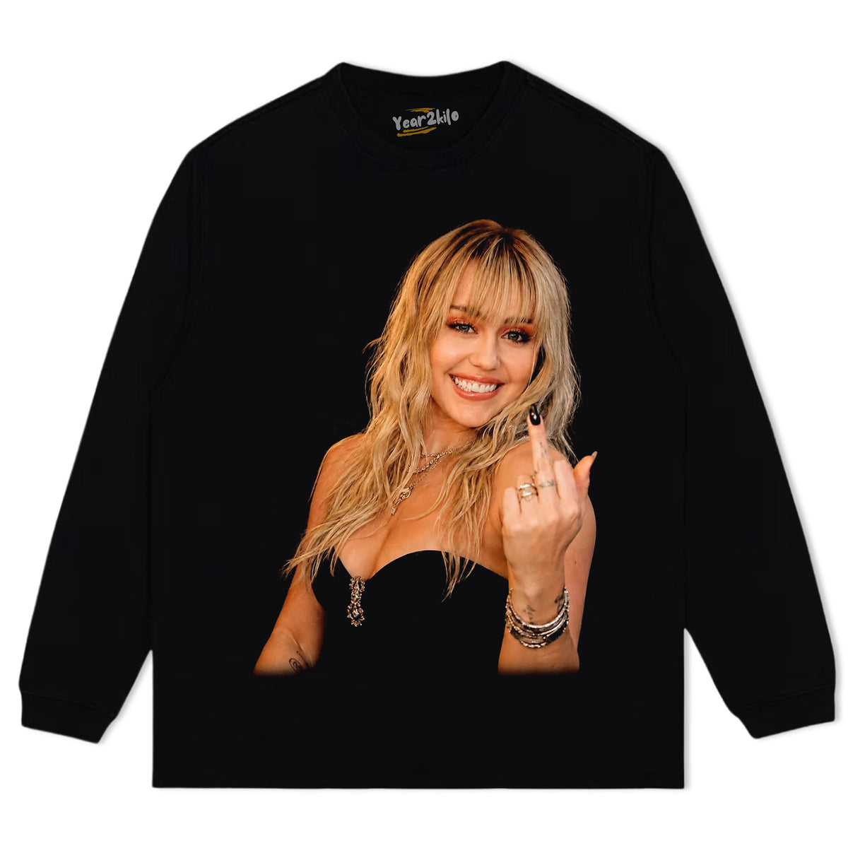 MILEY CYRUS - VINTAGE MIDDLE FINGER TANK TOP & TEE & LONG SLEEVE & LAYERED LS & HOODIE