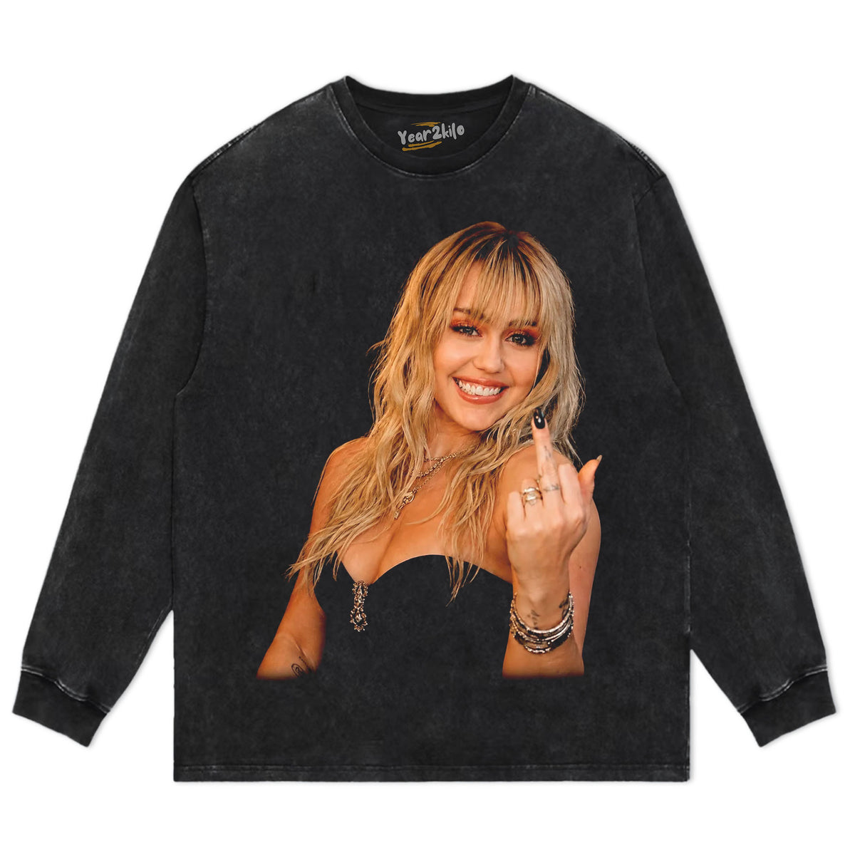 MILEY CYRUS - VINTAGE MIDDLE FINGER TANK TOP & TEE & LONG SLEEVE & LAYERED LS & HOODIE