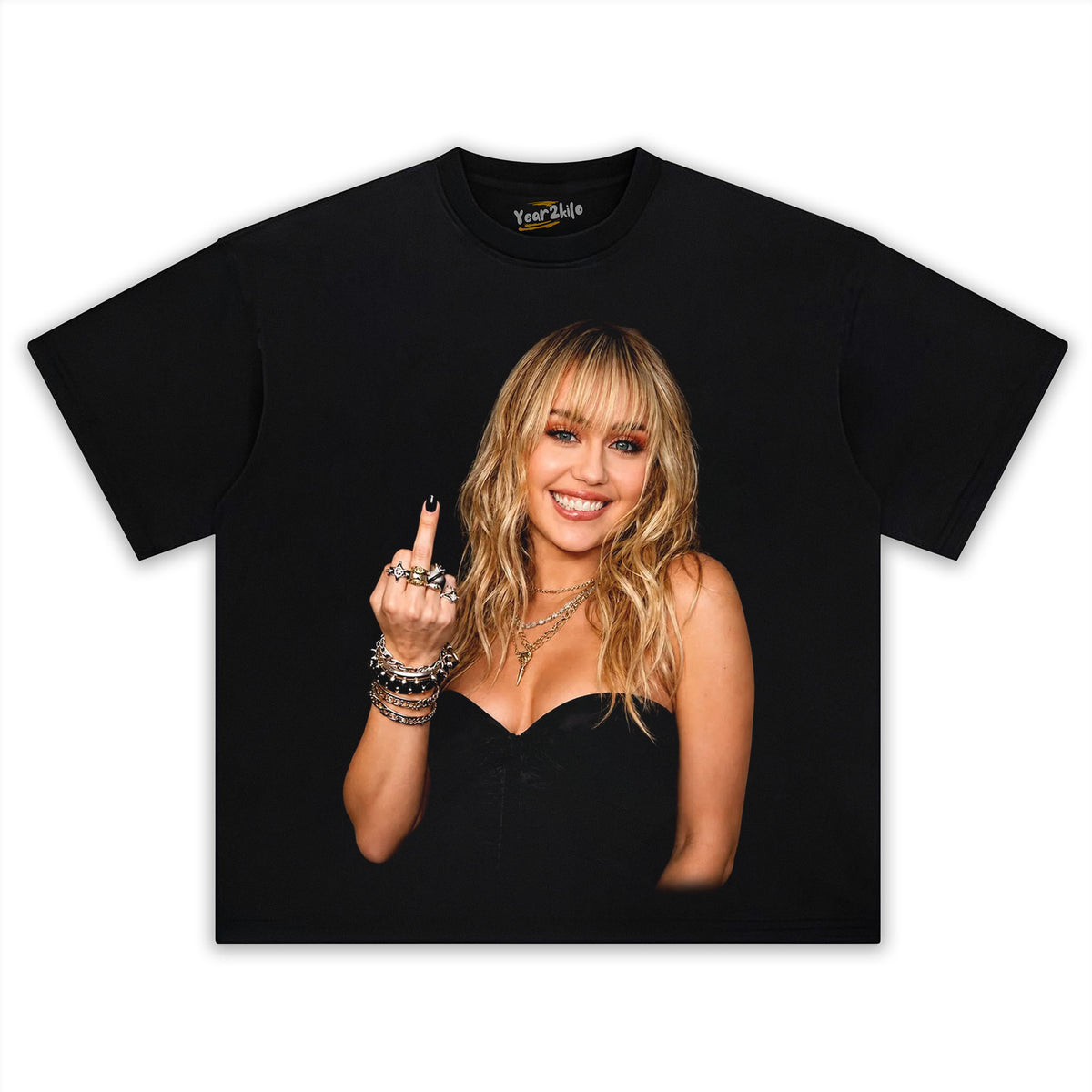MILEY CYRUS - VINTAGE V2 MIDDLE FINGER TANK TOP & TEE & LONG SLEEVE & LAYERED LS & HOODIE