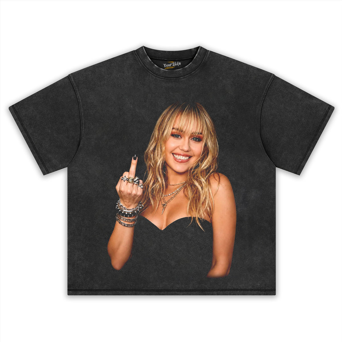 MILEY CYRUS - VINTAGE V2 MIDDLE FINGER TANK TOP & TEE & LONG SLEEVE & LAYERED LS & HOODIE