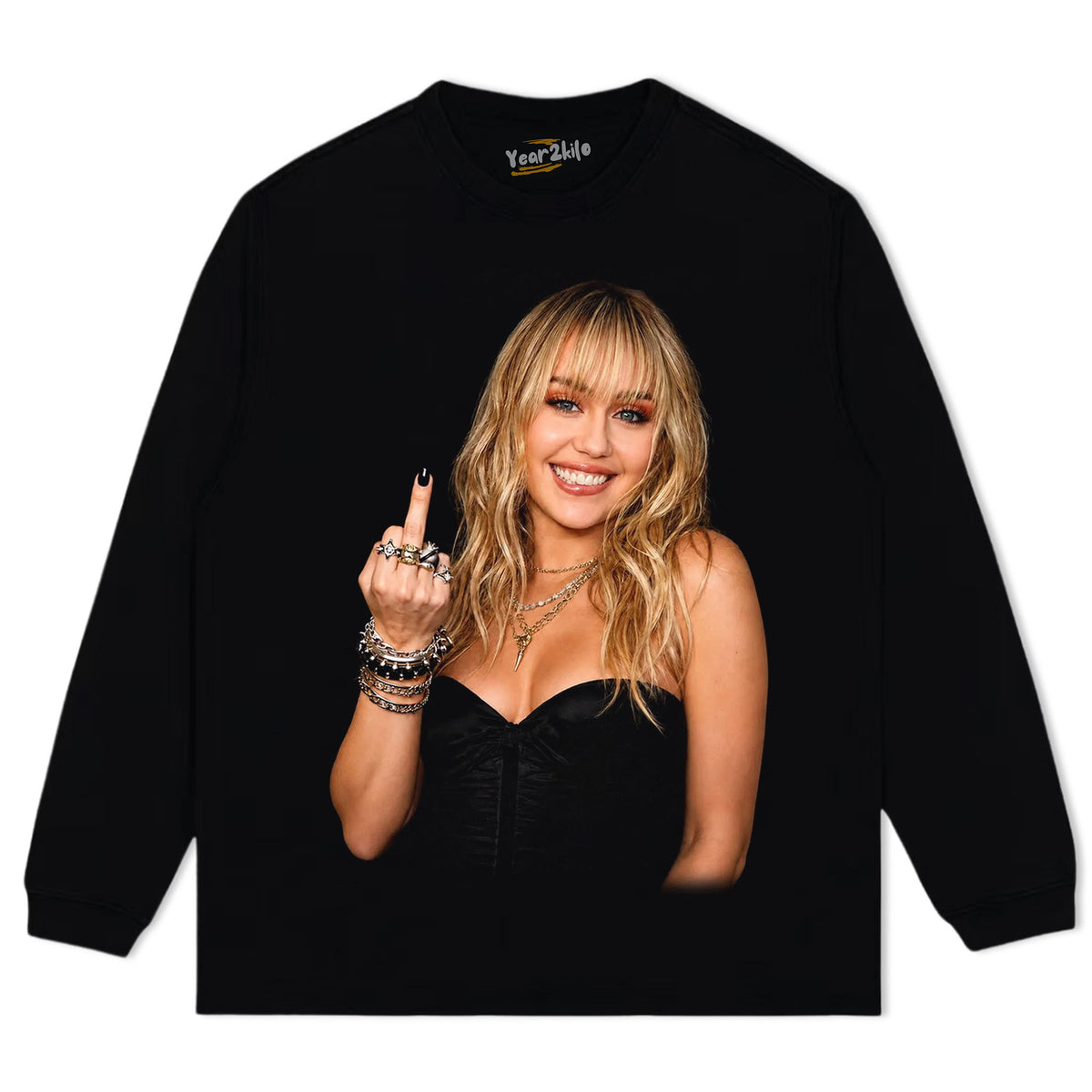 MILEY CYRUS - VINTAGE V2 MIDDLE FINGER TANK TOP & TEE & LONG SLEEVE & LAYERED LS & HOODIE