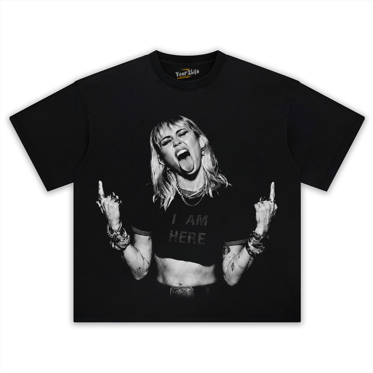 MILEY CYRUS - VINTAGE V3 MIDDLE FINGER TANK TOP & TEE & LONG SLEEVE & LAYERED LS & HOODIE