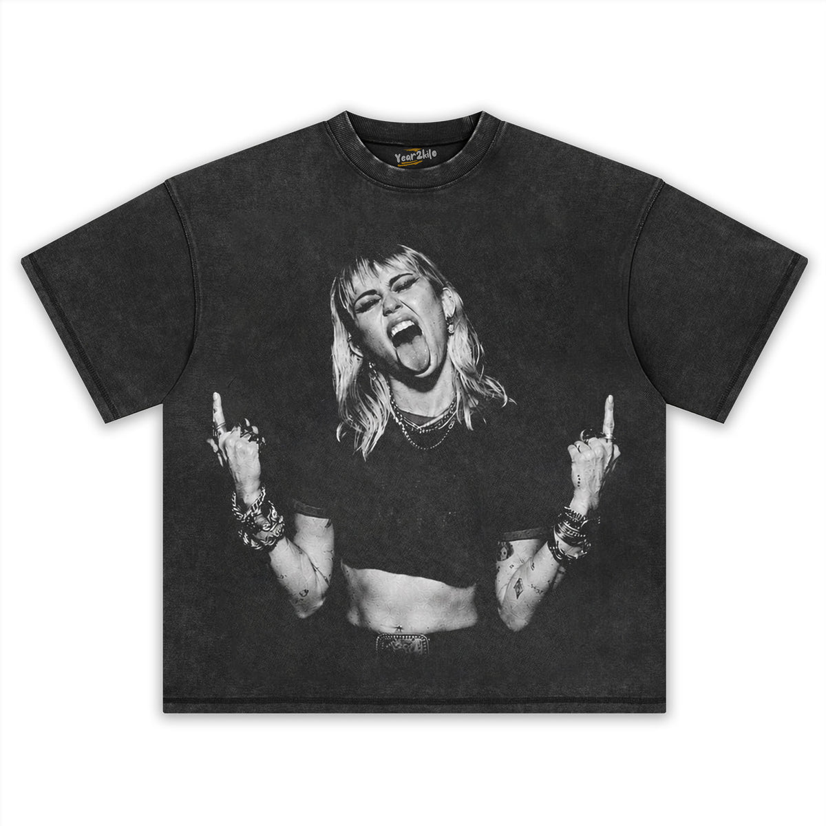 MILEY CYRUS - VINTAGE V3 MIDDLE FINGER TANK TOP & TEE & LONG SLEEVE & LAYERED LS & HOODIE