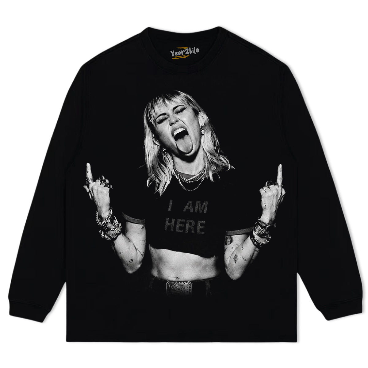 MILEY CYRUS - VINTAGE V3 MIDDLE FINGER TANK TOP & TEE & LONG SLEEVE & LAYERED LS & HOODIE