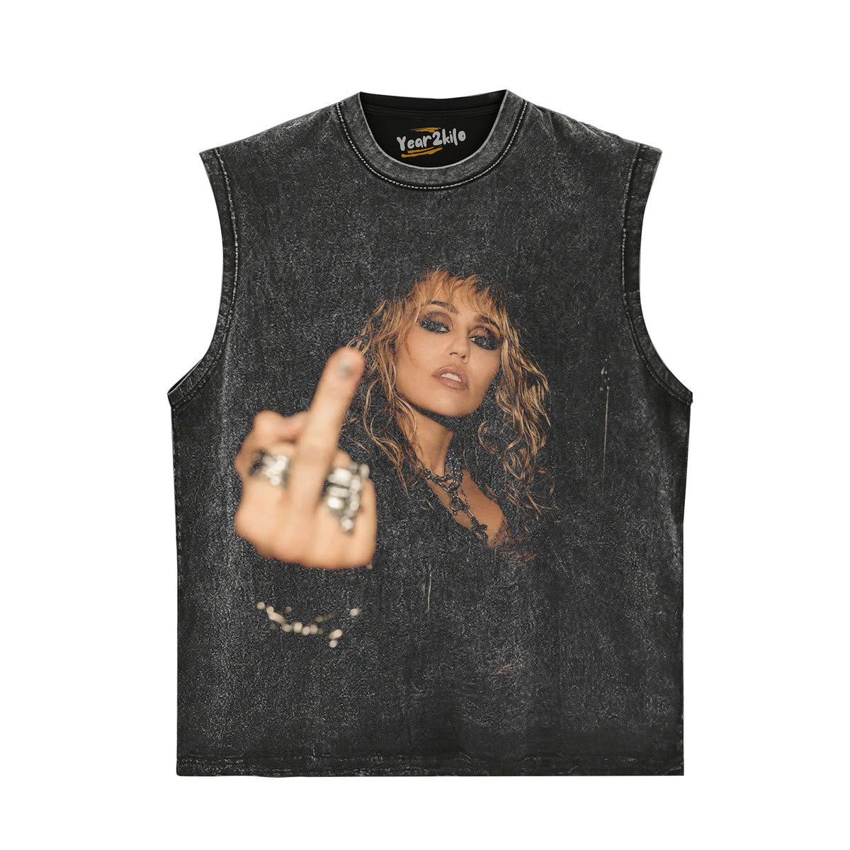 MILEY CYRUS - VINTAGE V5 MIDDLE FINGER TANK TOP & TEE & LONG SLEEVE & LAYERED LS & HOODIE