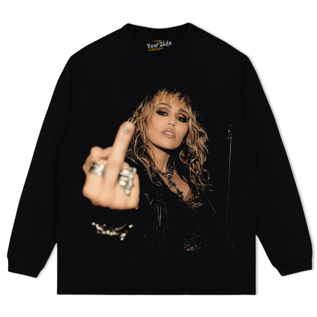 MILEY CYRUS - VINTAGE V5 MIDDLE FINGER TANK TOP & TEE & LONG SLEEVE & LAYERED LS & HOODIE