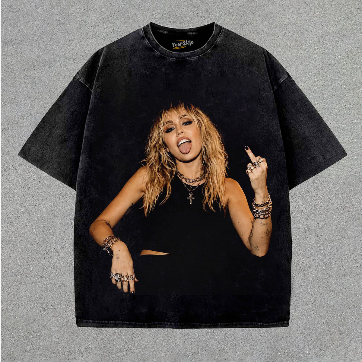 MILEY CYRUS - VINTAGE V6 MIDDLE FINGER TANK TOP & TEE & LONG SLEEVE & LAYERED LS & HOODIE