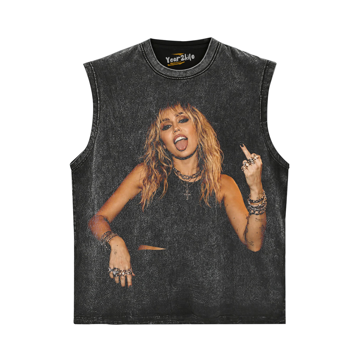 MILEY CYRUS - VINTAGE V6 MIDDLE FINGER TANK TOP & TEE & LONG SLEEVE & LAYERED LS & HOODIE