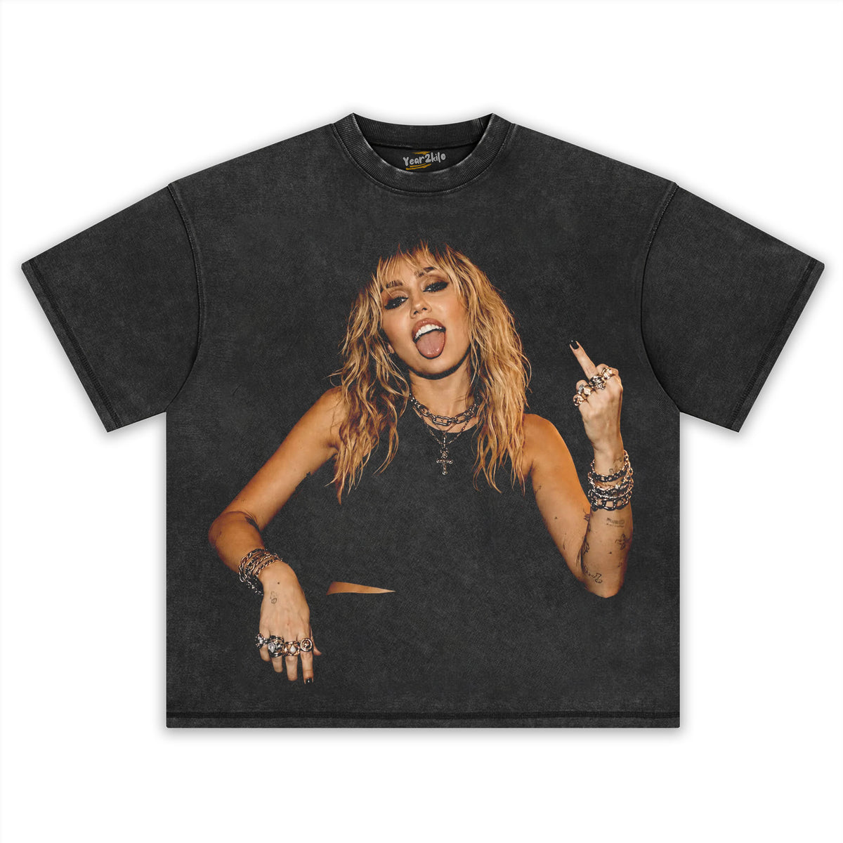 MILEY CYRUS - VINTAGE V6 MIDDLE FINGER TANK TOP & TEE & LONG SLEEVE & LAYERED LS & HOODIE