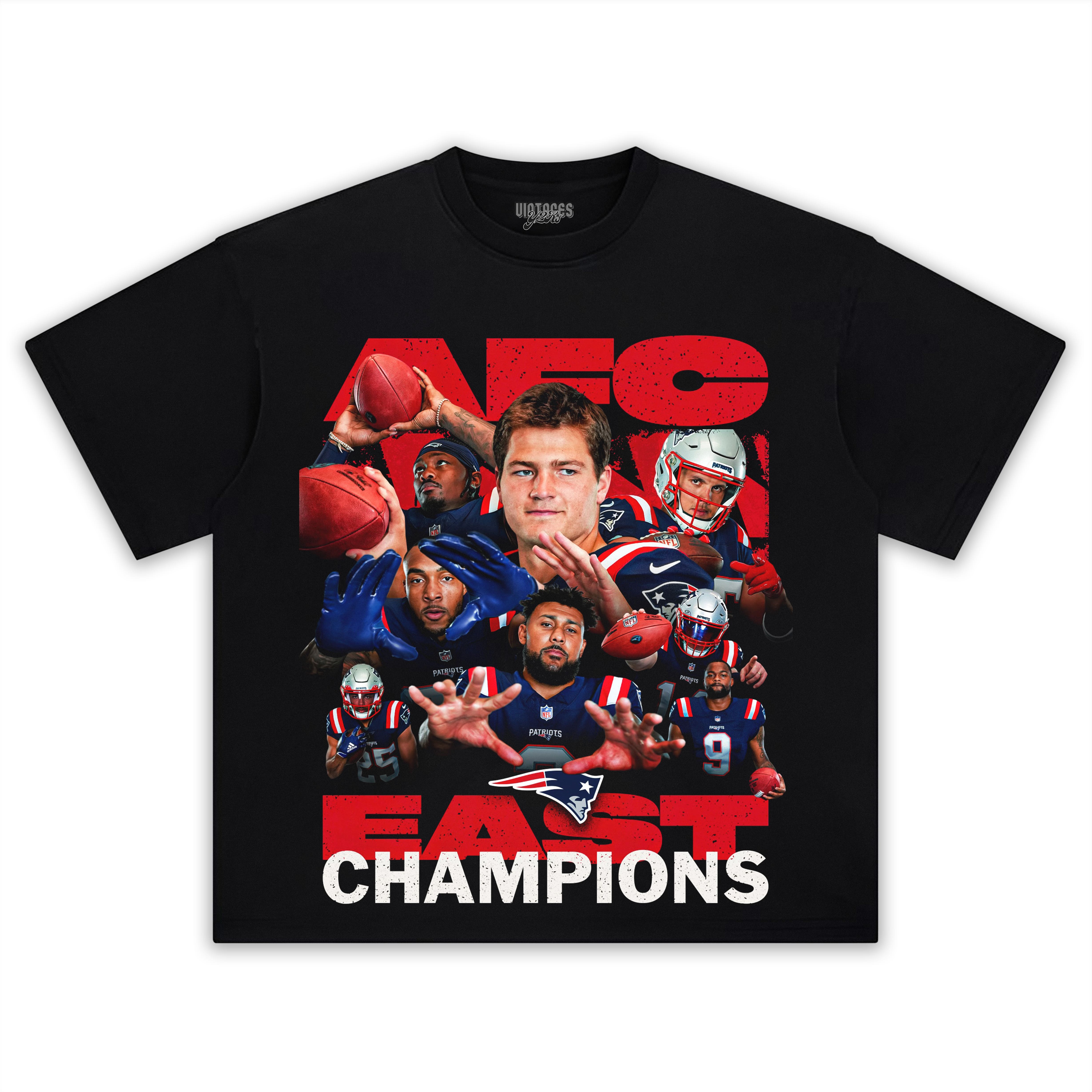 NEW ENGLAND PATRIOTS AFC EAST CHAMPIONS TEE & LS & HOODIE