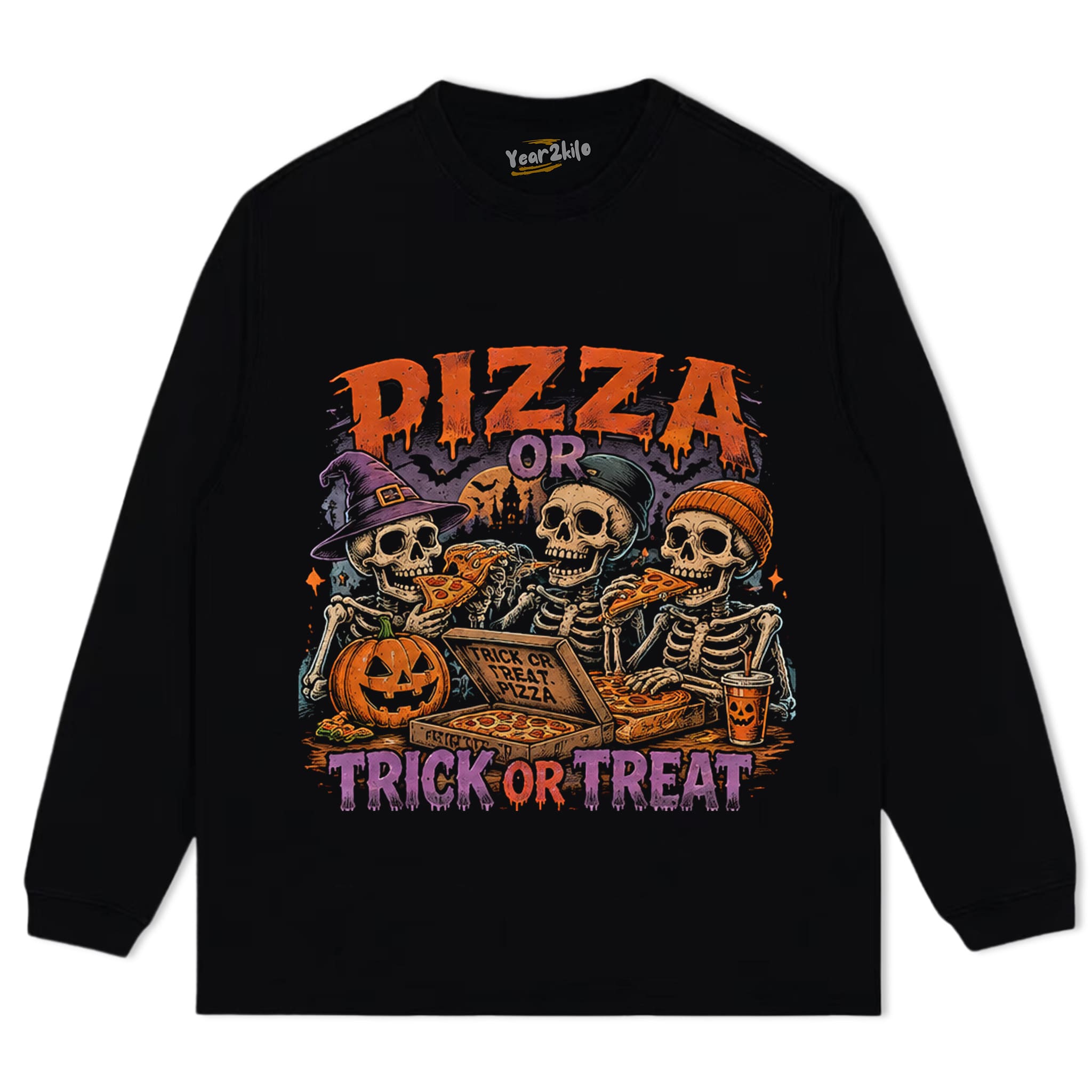 PIZZA · TRICK OR TREAT TANK TOP & TEE & LONG SLEEVE & LAYERED LS & HOODIE