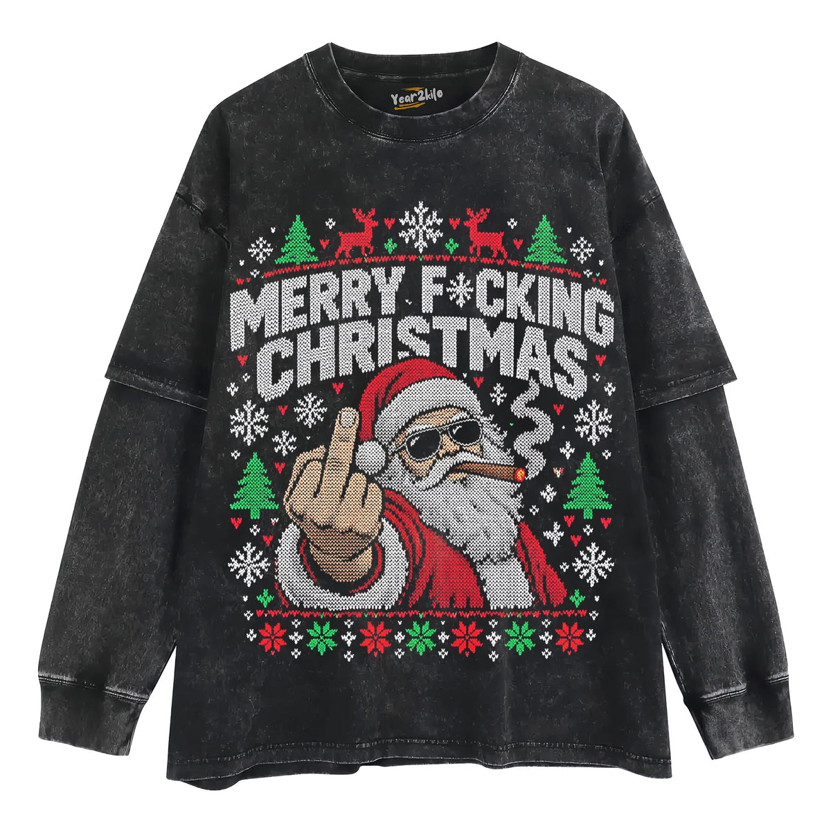 REBEL SANTA TANK TOP & TEE & LONG SLEEVE & LAYERED LS & HOODIE