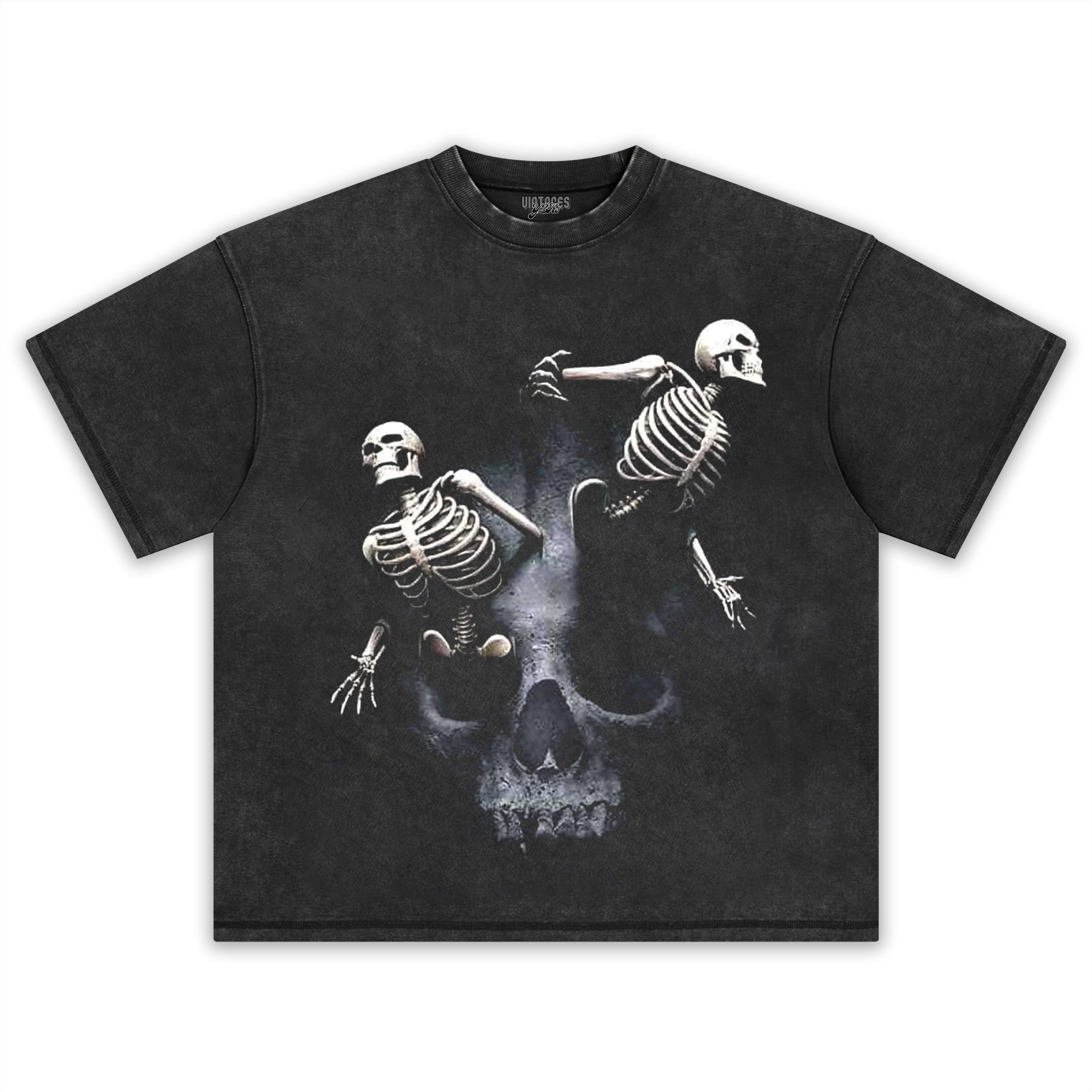 RETRO STREET STYLE & SKELETON HEAD TEE