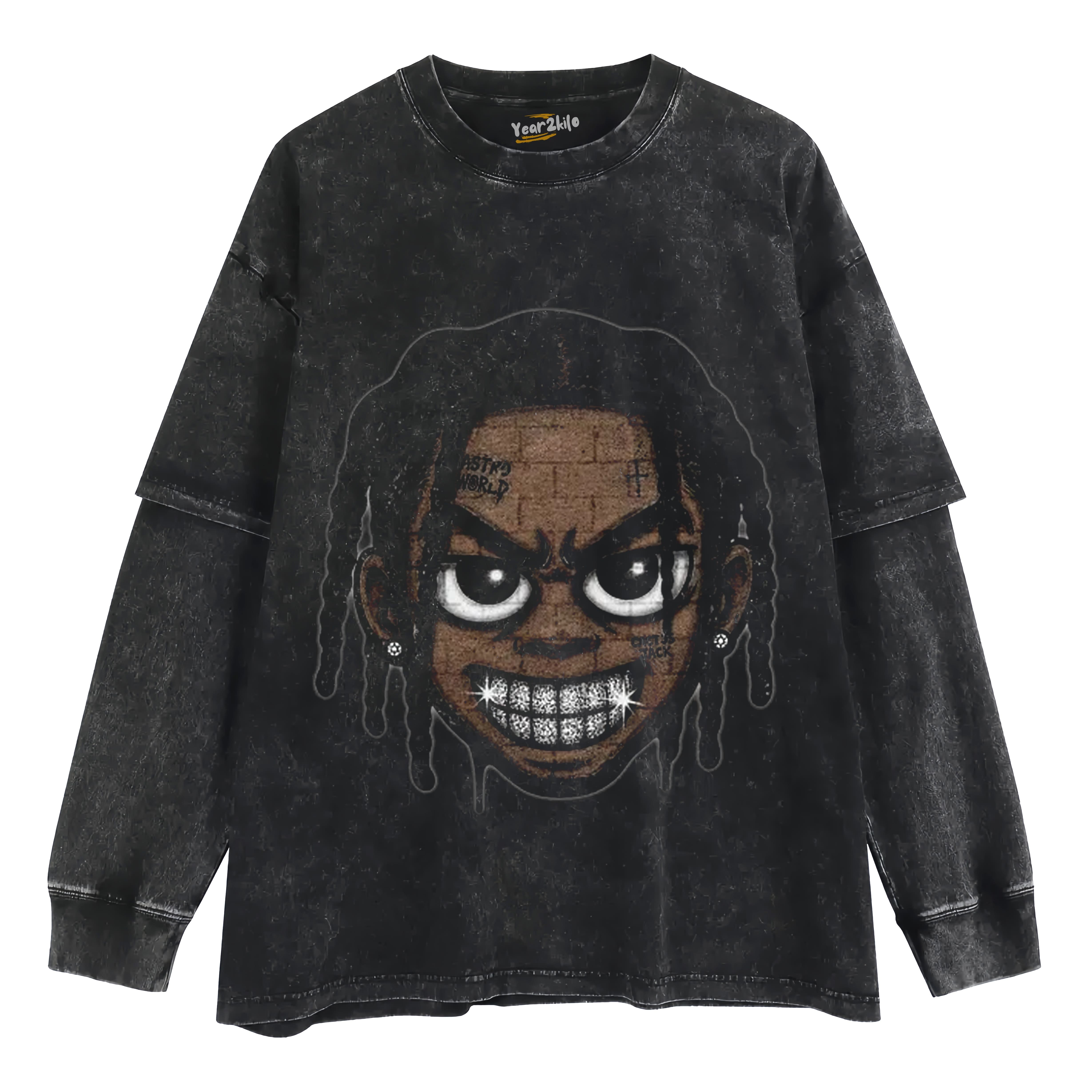 RETRO STREET STYLE TRAVIS SCOTT TANK TOP & TEE & LONG SLEEVE & LAYERED LS & HOODIE
