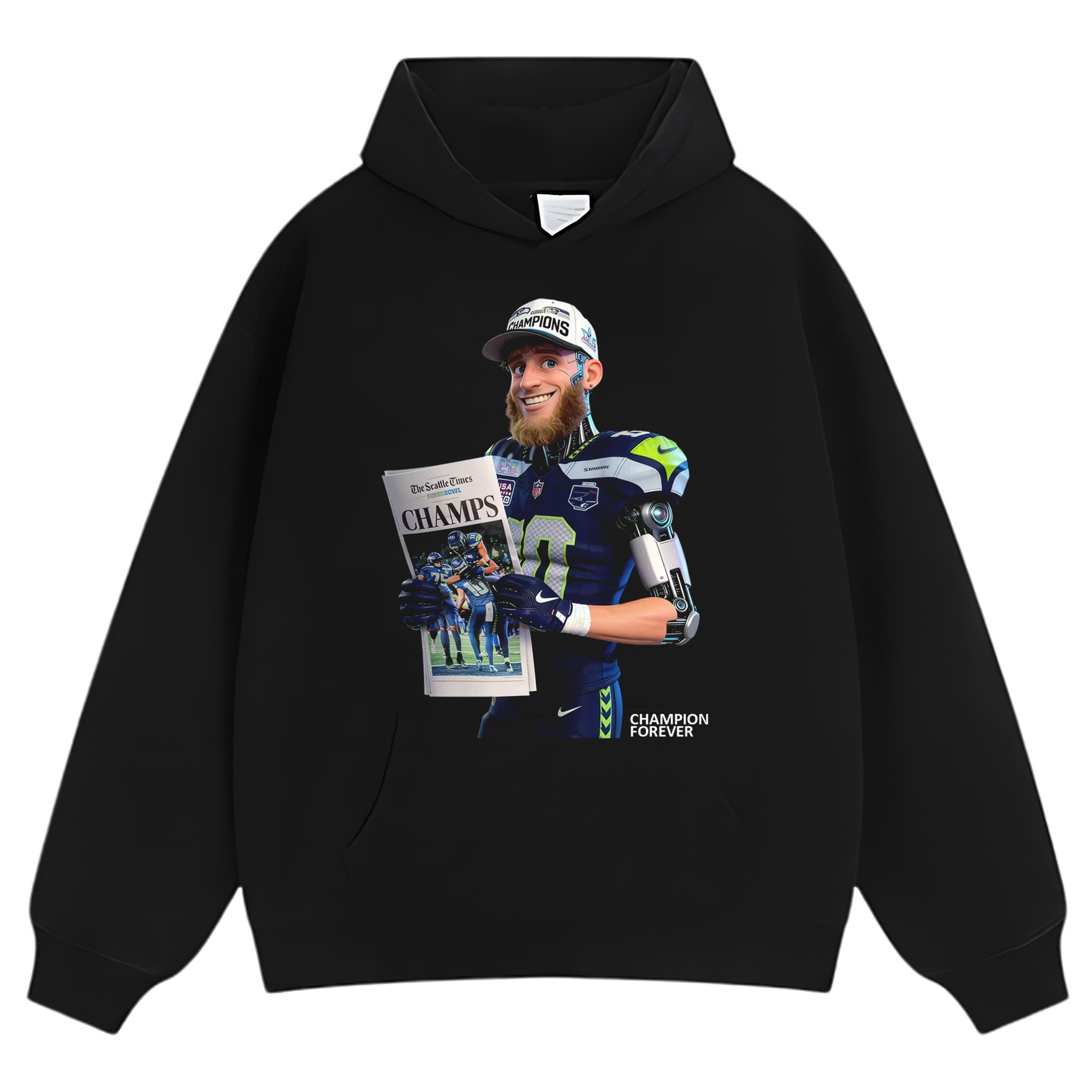 SEATTLE SEAHAWKS SUPER BOWL CHAMPIONS CYBORG GRAPHIC V2 TANK TOP & TEE & LONG SLEEVE & LAYERED LS & HOODIE
