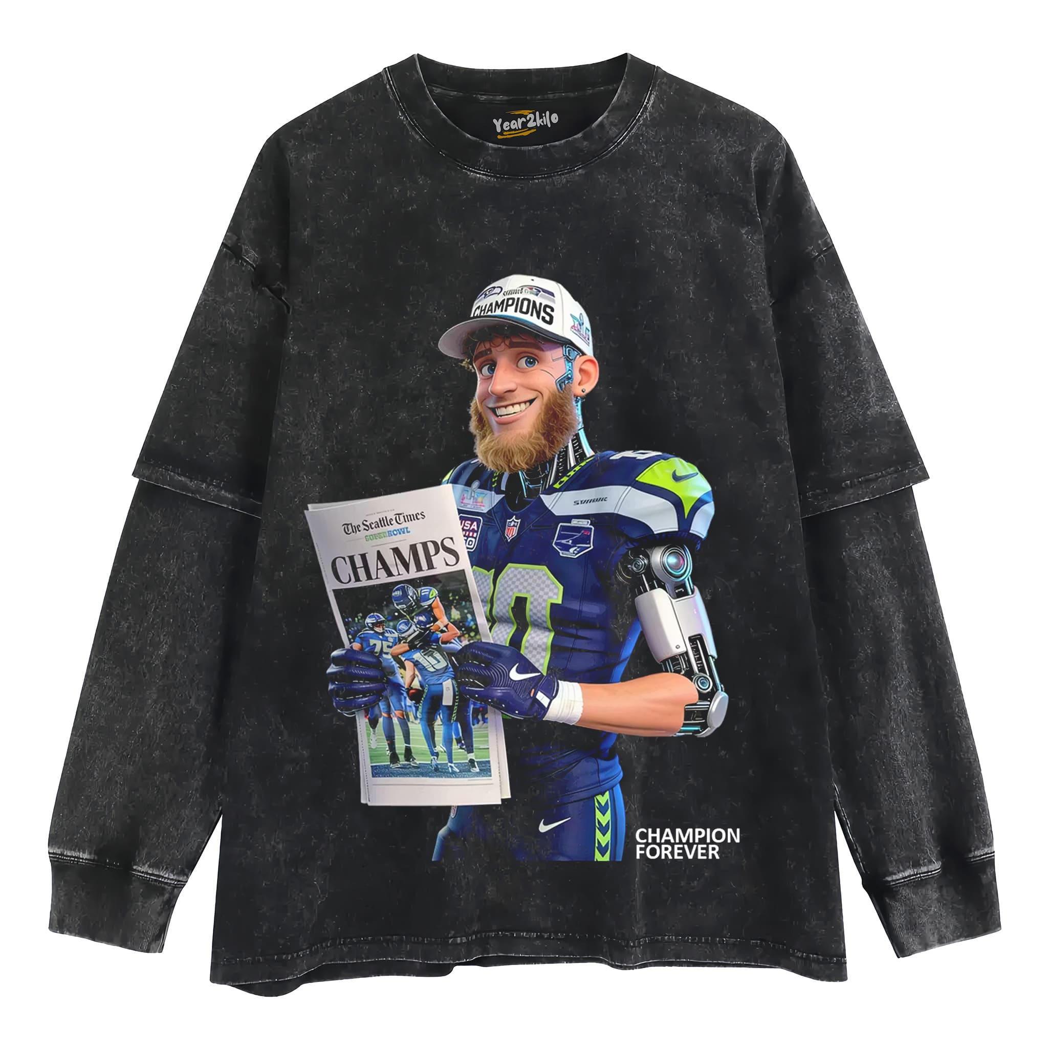 SEATTLE SEAHAWKS SUPER BOWL CHAMPIONS CYBORG GRAPHIC V2 TANK TOP & TEE & LONG SLEEVE & LAYERED LS & HOODIE