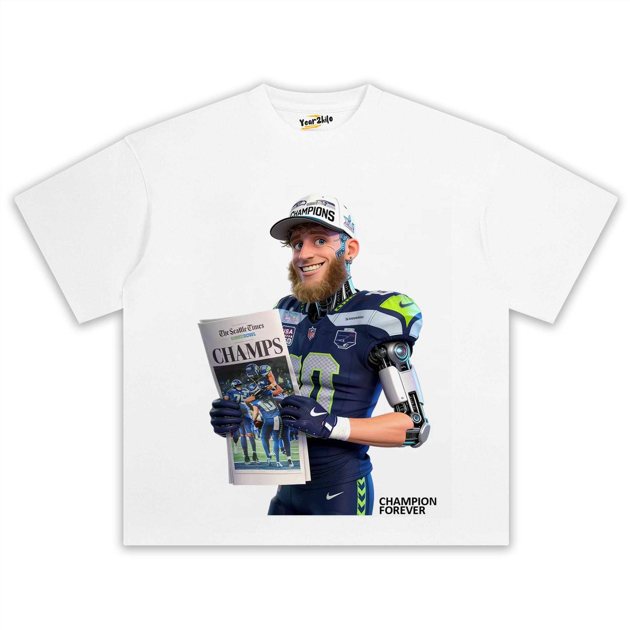 SEATTLE SEAHAWKS SUPER BOWL CHAMPIONS CYBORG GRAPHIC V2 TANK TOP & TEE & LONG SLEEVE & LAYERED LS & HOODIE