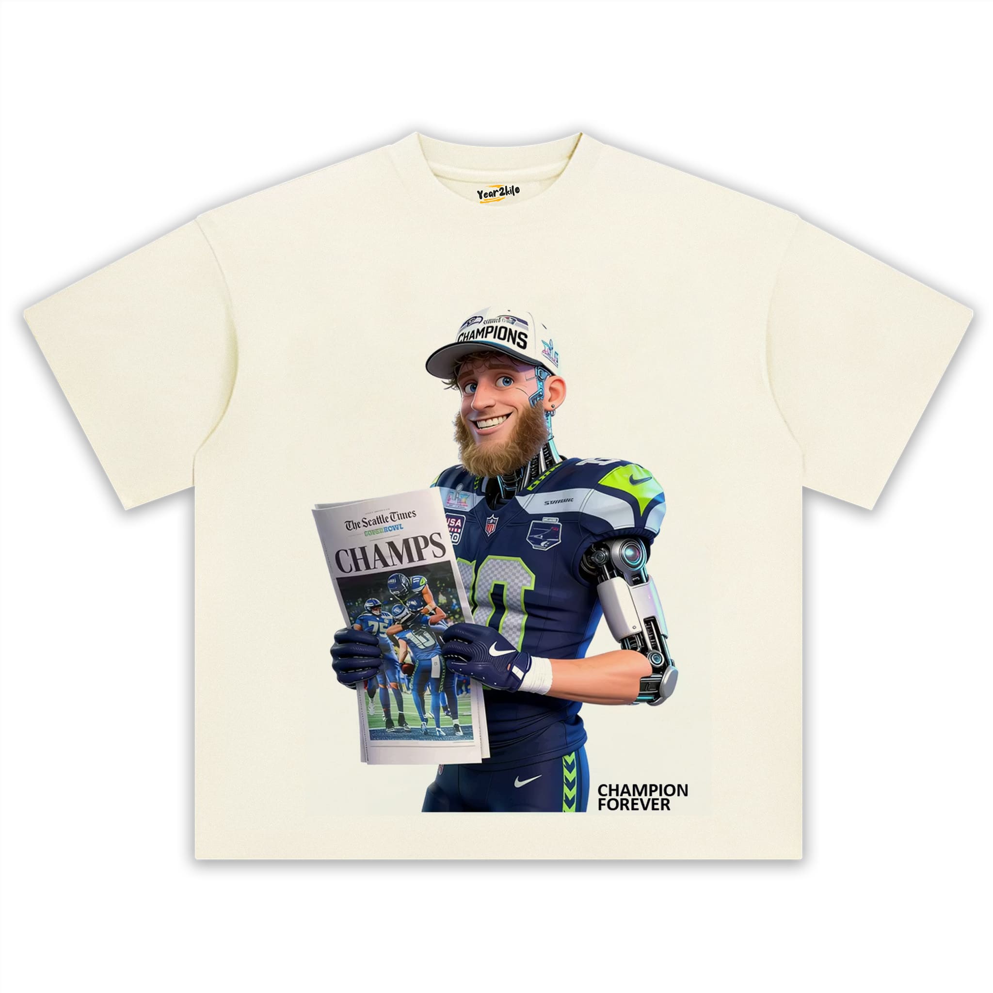 SEATTLE SEAHAWKS SUPER BOWL CHAMPIONS CYBORG GRAPHIC V2 TANK TOP & TEE & LONG SLEEVE & LAYERED LS & HOODIE