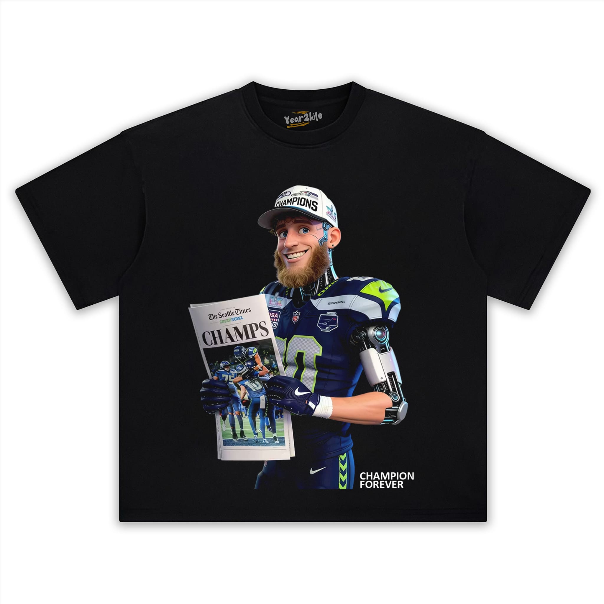 SEATTLE SEAHAWKS SUPER BOWL CHAMPIONS CYBORG GRAPHIC V2 TANK TOP & TEE & LONG SLEEVE & LAYERED LS & HOODIE